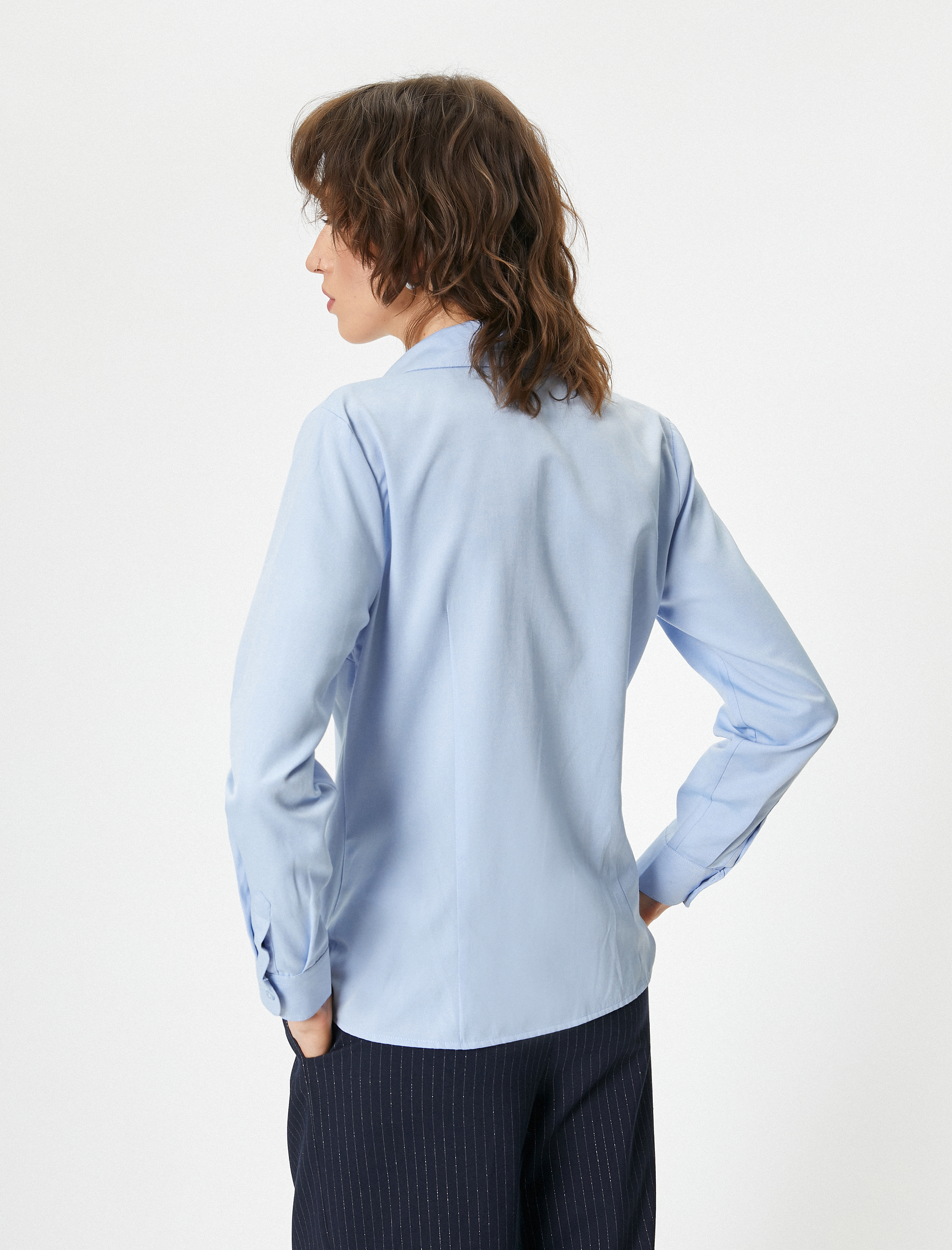   Slim Fit Gömlek Düğmeli Uzun Kollu