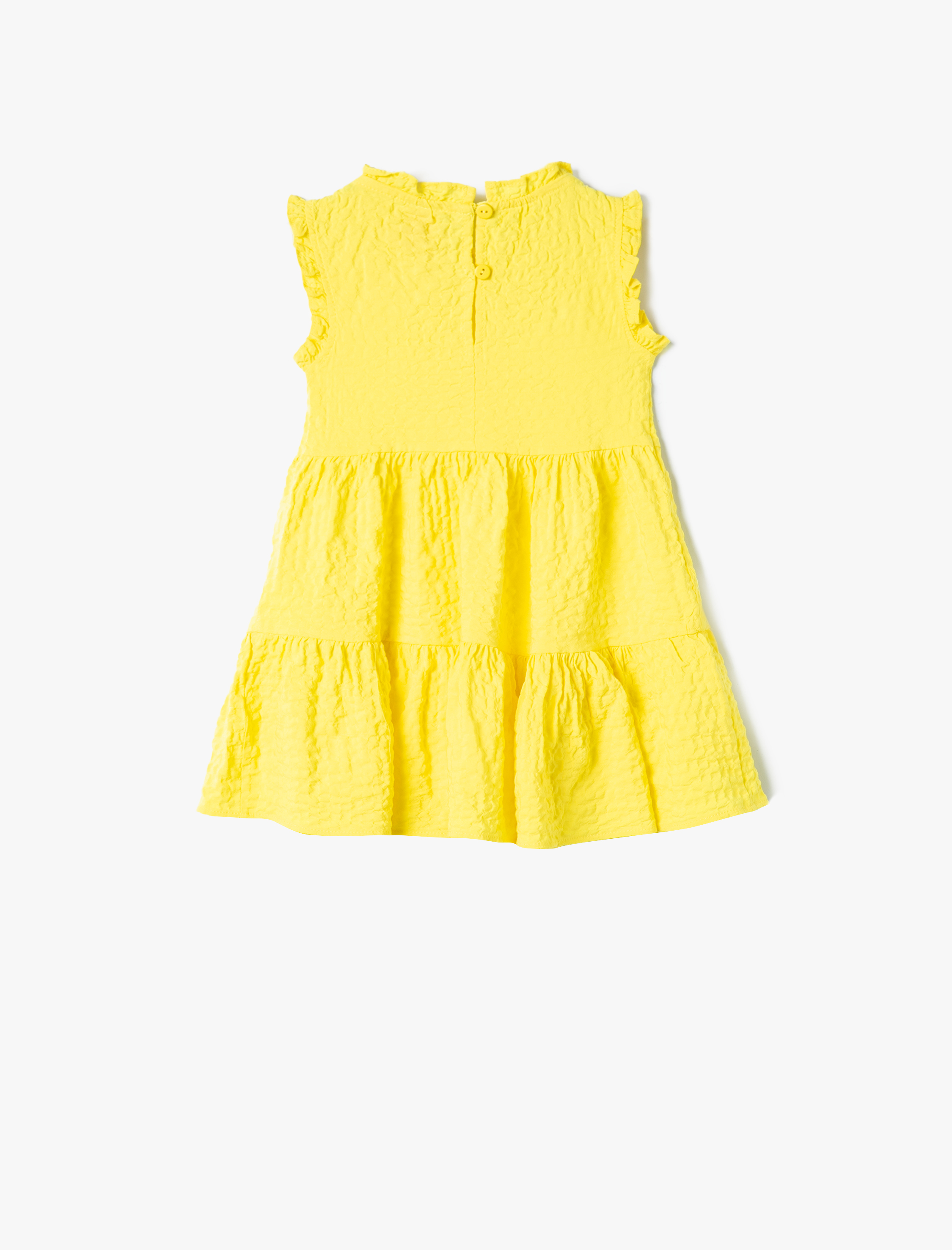 Kız Bebek Elbise Fırfırlı Kolsuz Yuvarlak Yaka Katlı