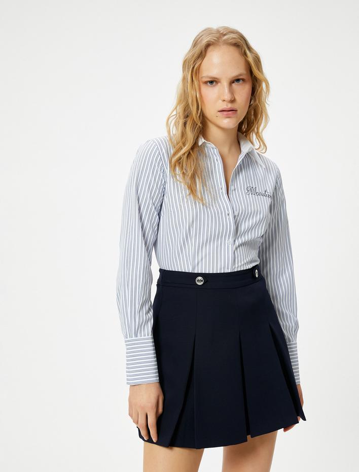  Uzun Kollu Gömlek Düğmeli Standart Kesim Baskılı