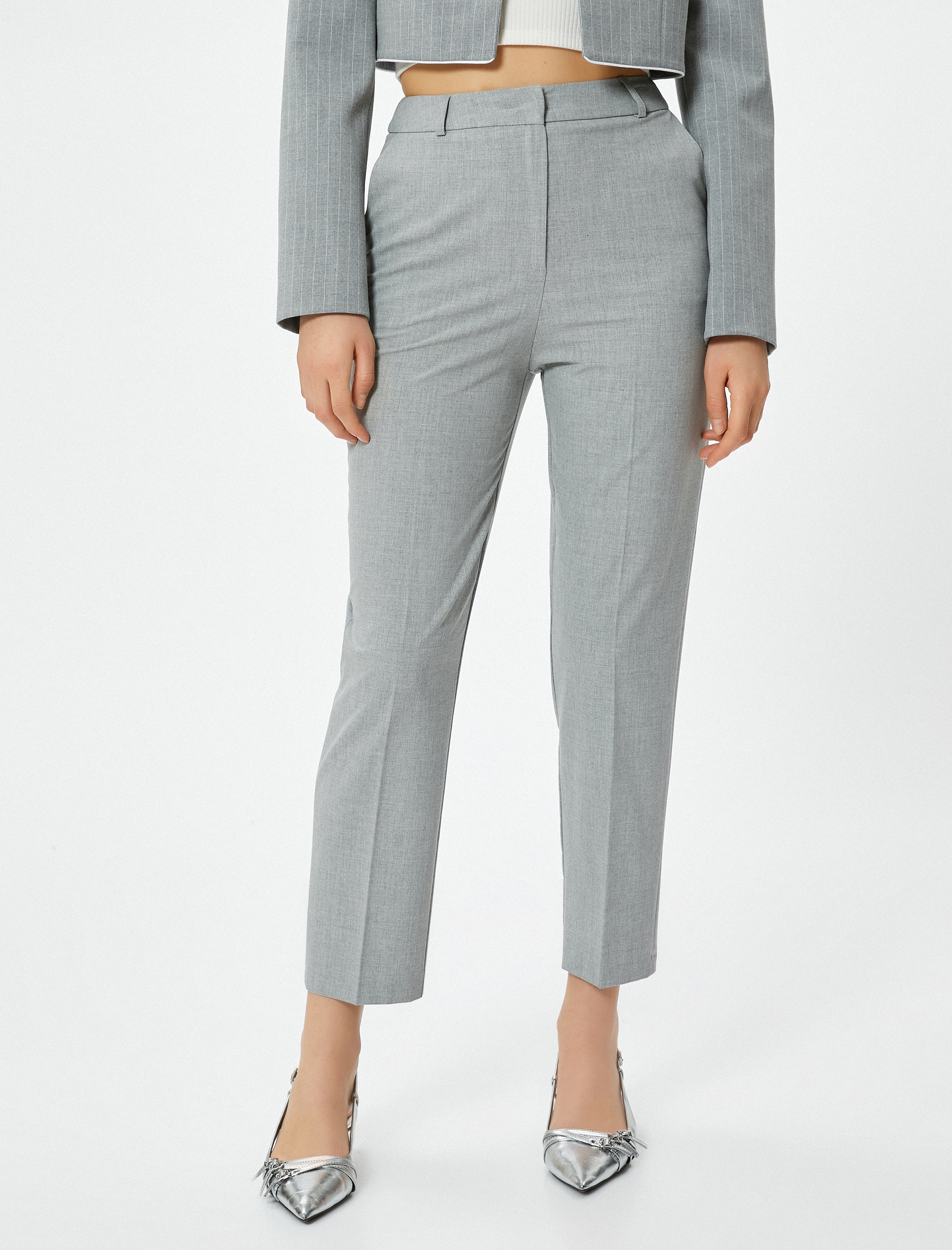   Kumaş Pantolon Cep Detaylı Yüksek Bel