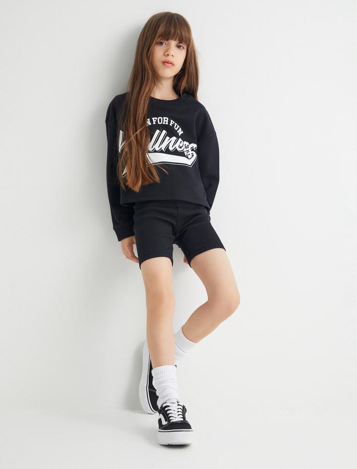 Kız Çocuk Sweatshirt ve Şort Seti İkili Pamuklu