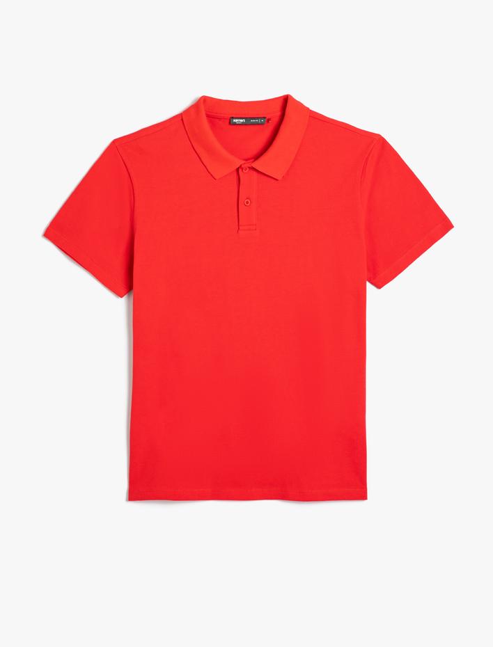  Polo Yaka Tişört Slim Fit Düğmeli Kısa Kollu