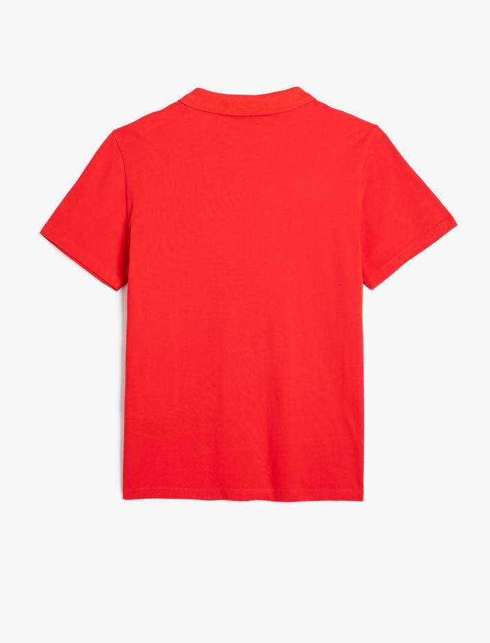  Polo Yaka Tişört Slim Fit Düğmeli Kısa Kollu