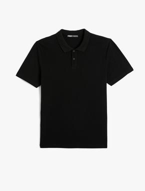 Polo Yaka Tişört Slim Fit Düğmeli Kısa Kollu