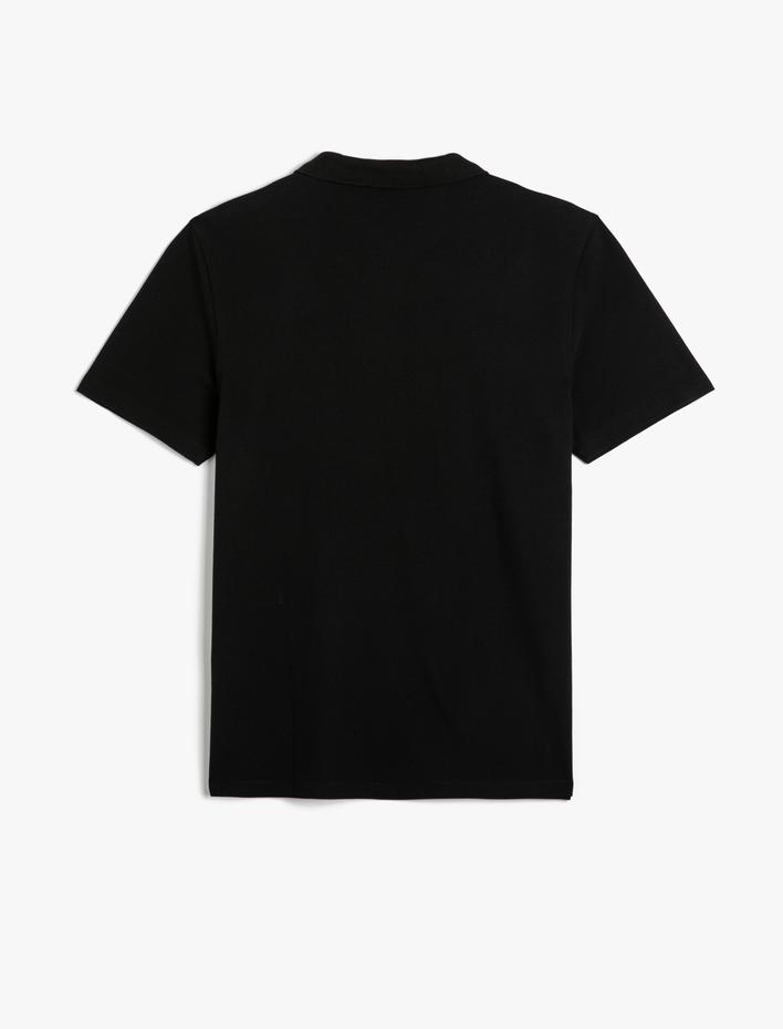  Polo Yaka Tişört Slim Fit Düğmeli Kısa Kollu