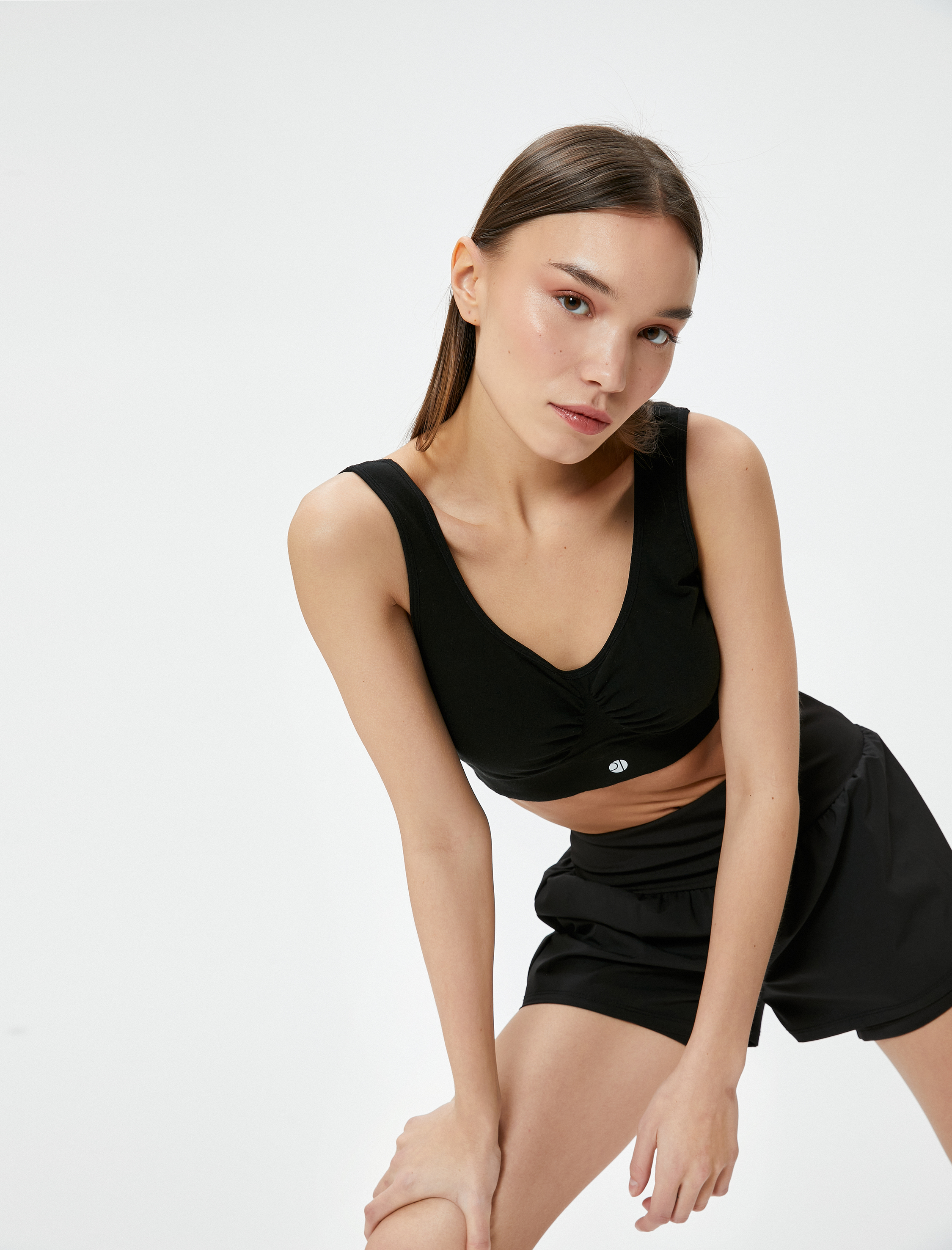 Koton Kadın Spor Sütyen Önü Büzgülü Slim Fit Pamuklu -1