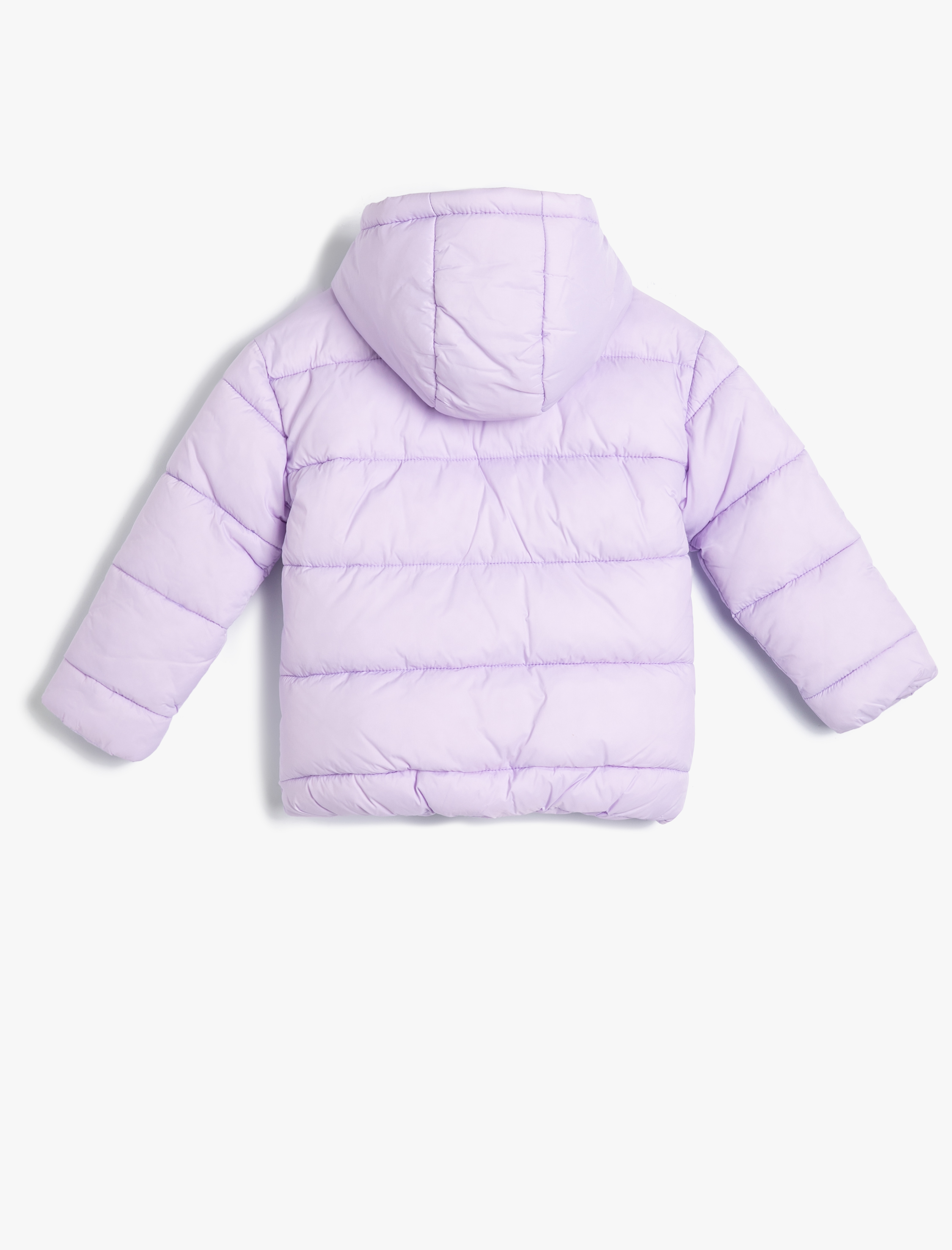  Kız Çocuk Kapşonlu Şişme Mont Fermuarlı Cep Detaylı