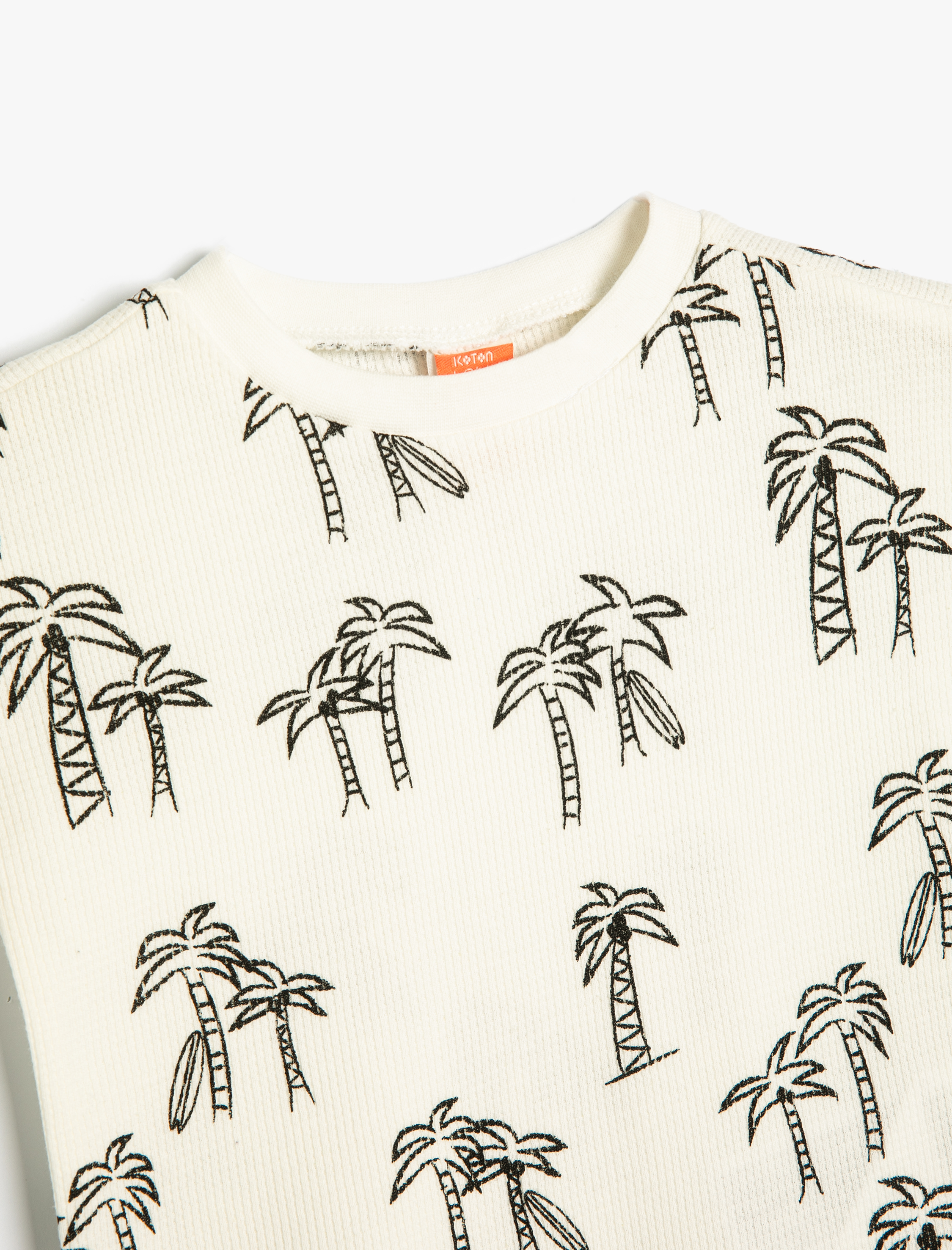 Erkek Bebek Tişört Palmiye Baskılı Kısa Kollu Bisiklet Yaka Pamuklu