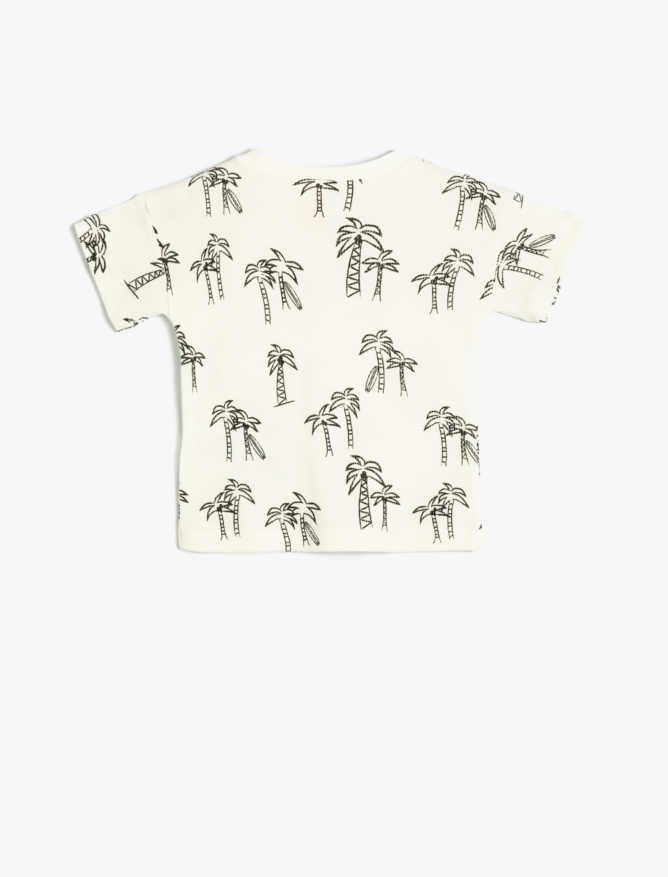 Erkek Bebek Tişört Palmiye Baskılı Kısa Kollu Bisiklet Yaka Pamuklu