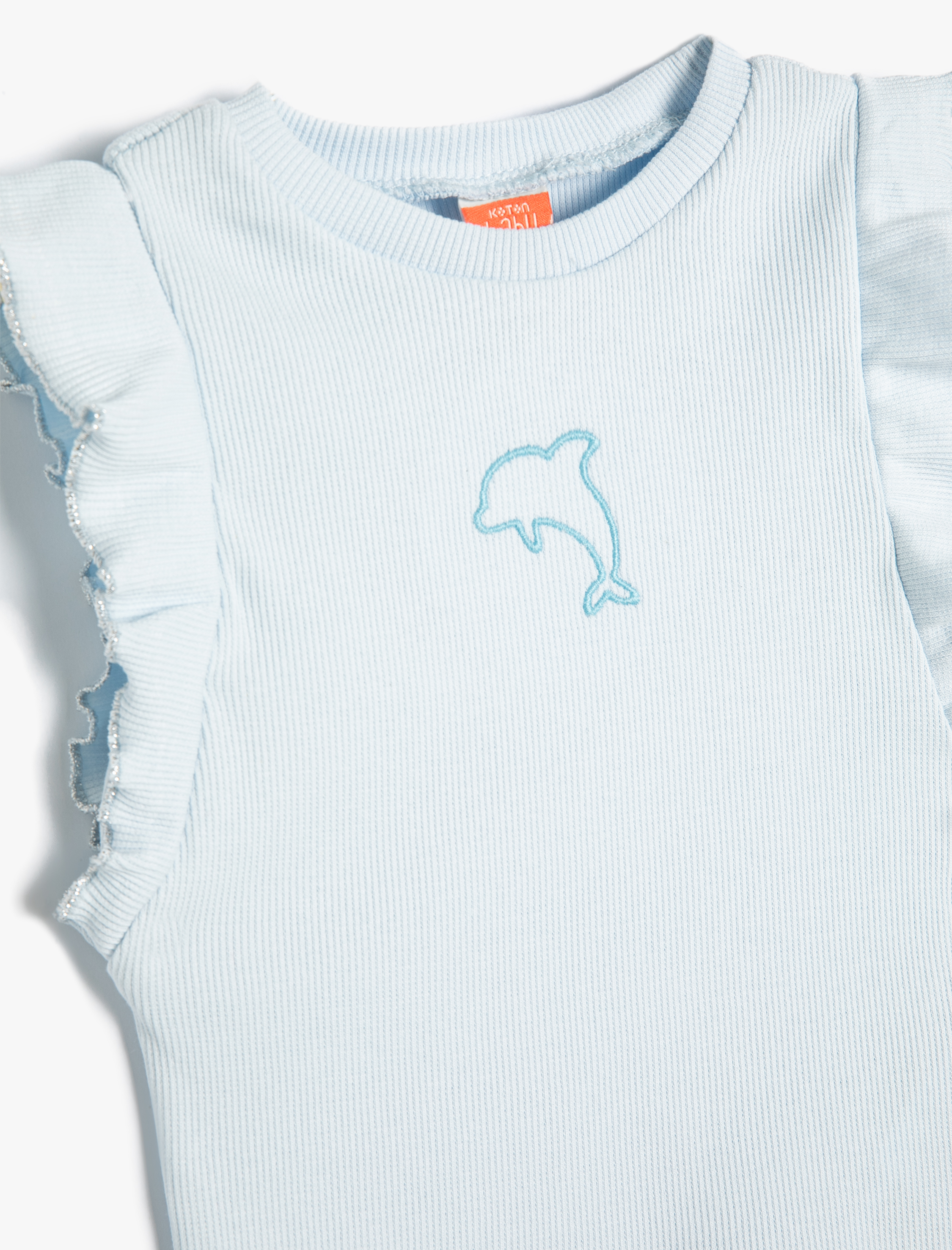  Kız Bebek Atlet Fırfırlı İşlemeli Pamuklu Bisiklet Yaka Kolsuz