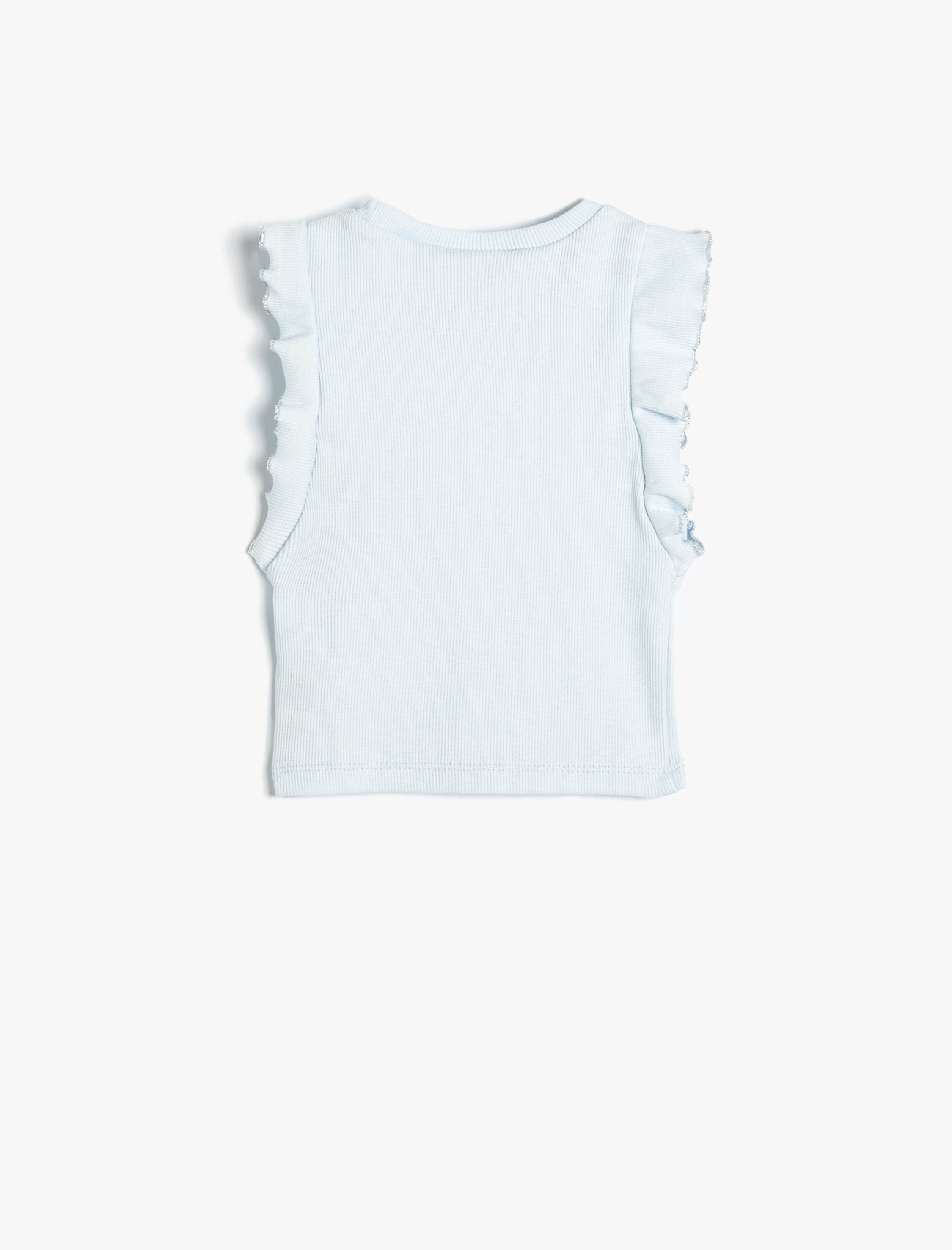  Kız Bebek Atlet Fırfırlı İşlemeli Pamuklu Bisiklet Yaka Kolsuz