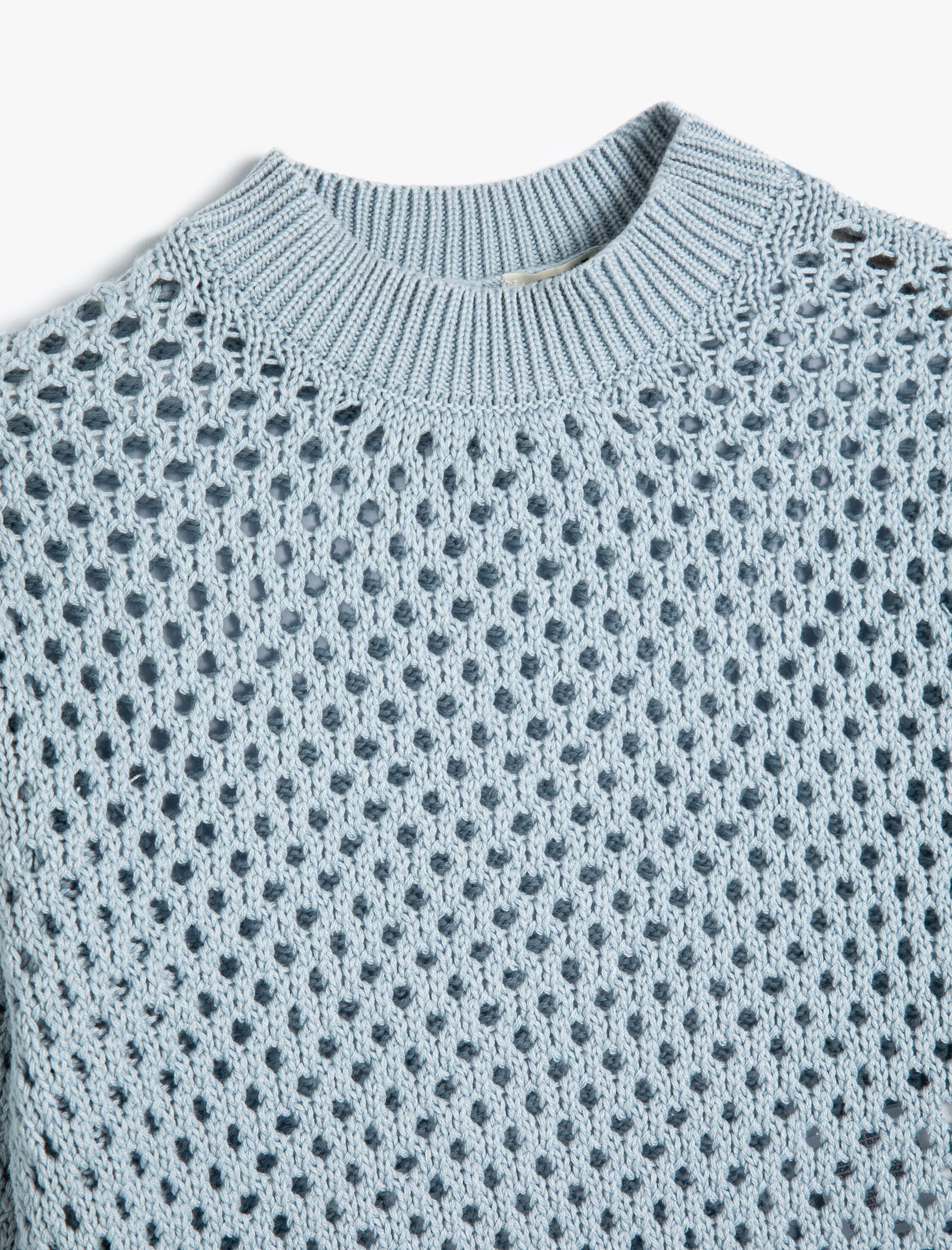 Kız Çocuk Ajurlu Kazak Triko Yuvarlak Yaka