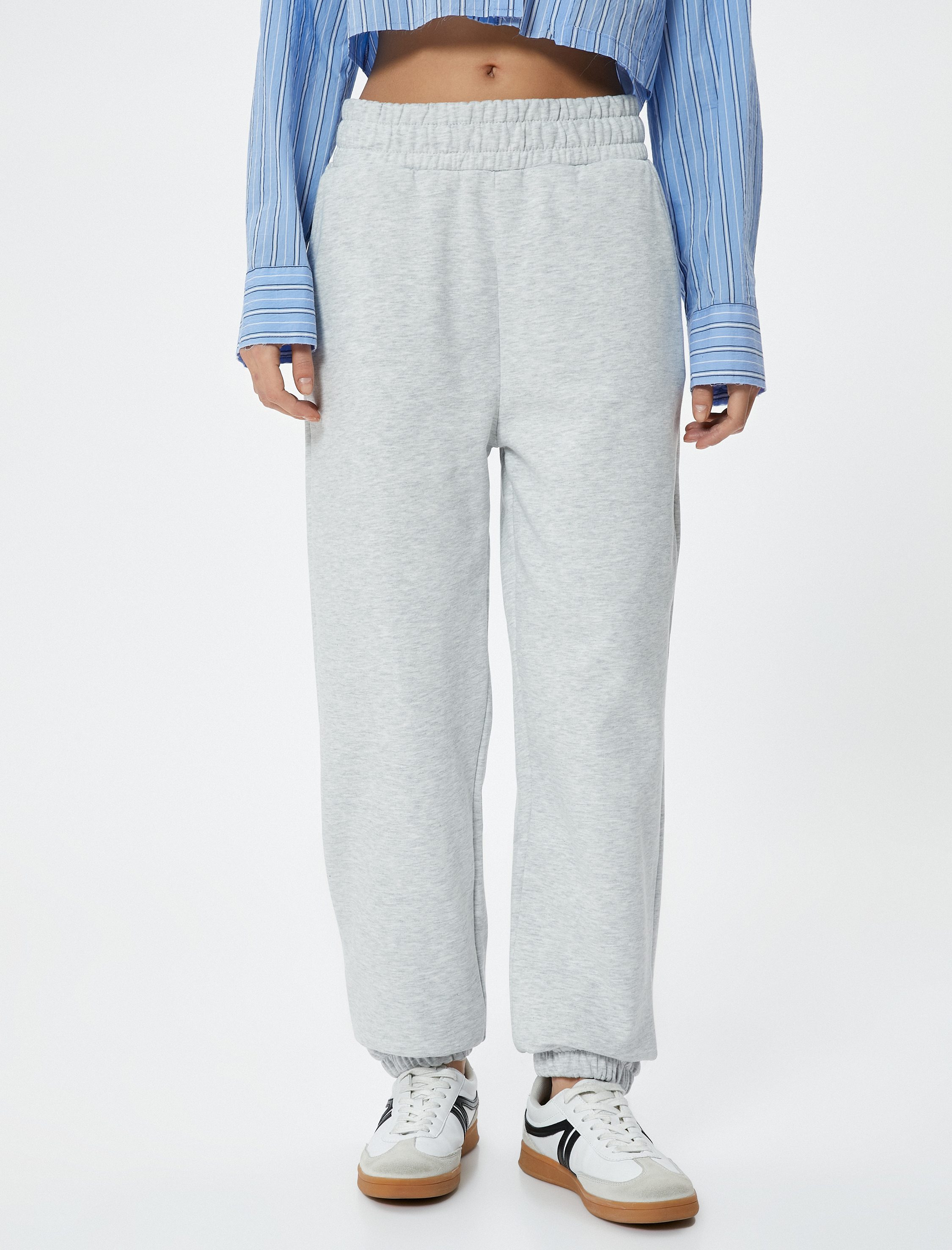   Şardonlu Jogger Eşofman Altı Beli Lastikli Cepli Rahat Kalıp