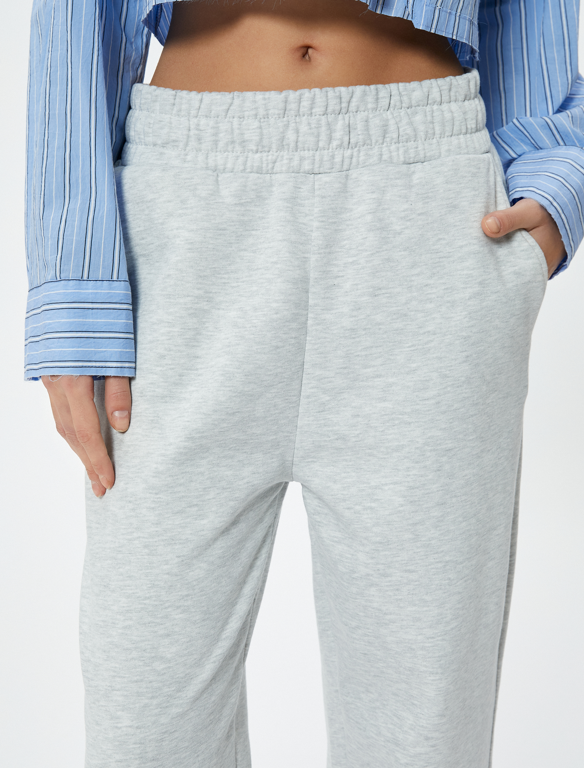   Şardonlu Jogger Eşofman Altı Beli Lastikli Cepli Rahat Kalıp