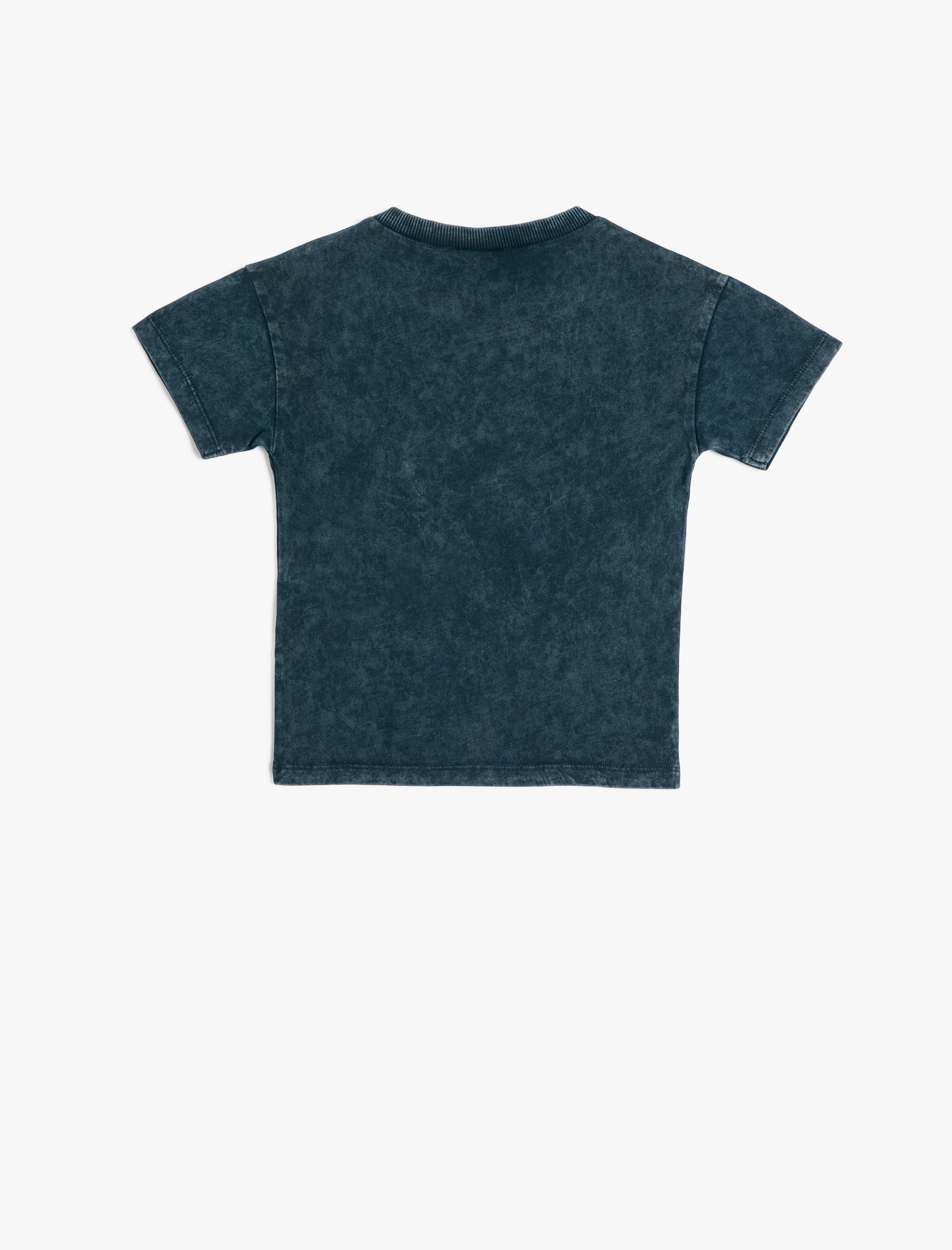  Erkek Bebek Tişört Yıkamalı Kaykay Baskılı Kısa Kollu Bisiklet Yaka Pamuklu