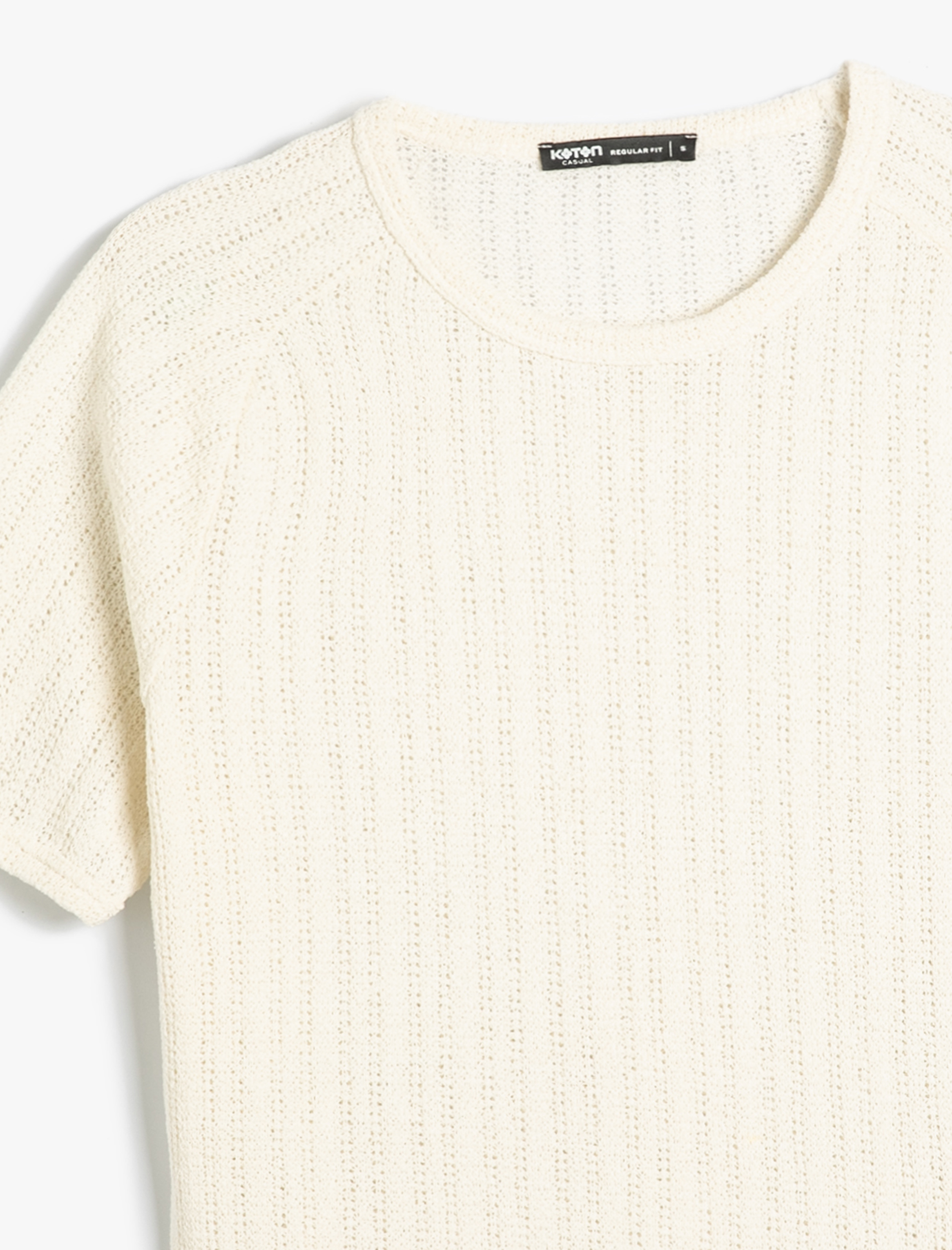   Ajurlu Tişört Bisiklet Yaka Kısa Kollu