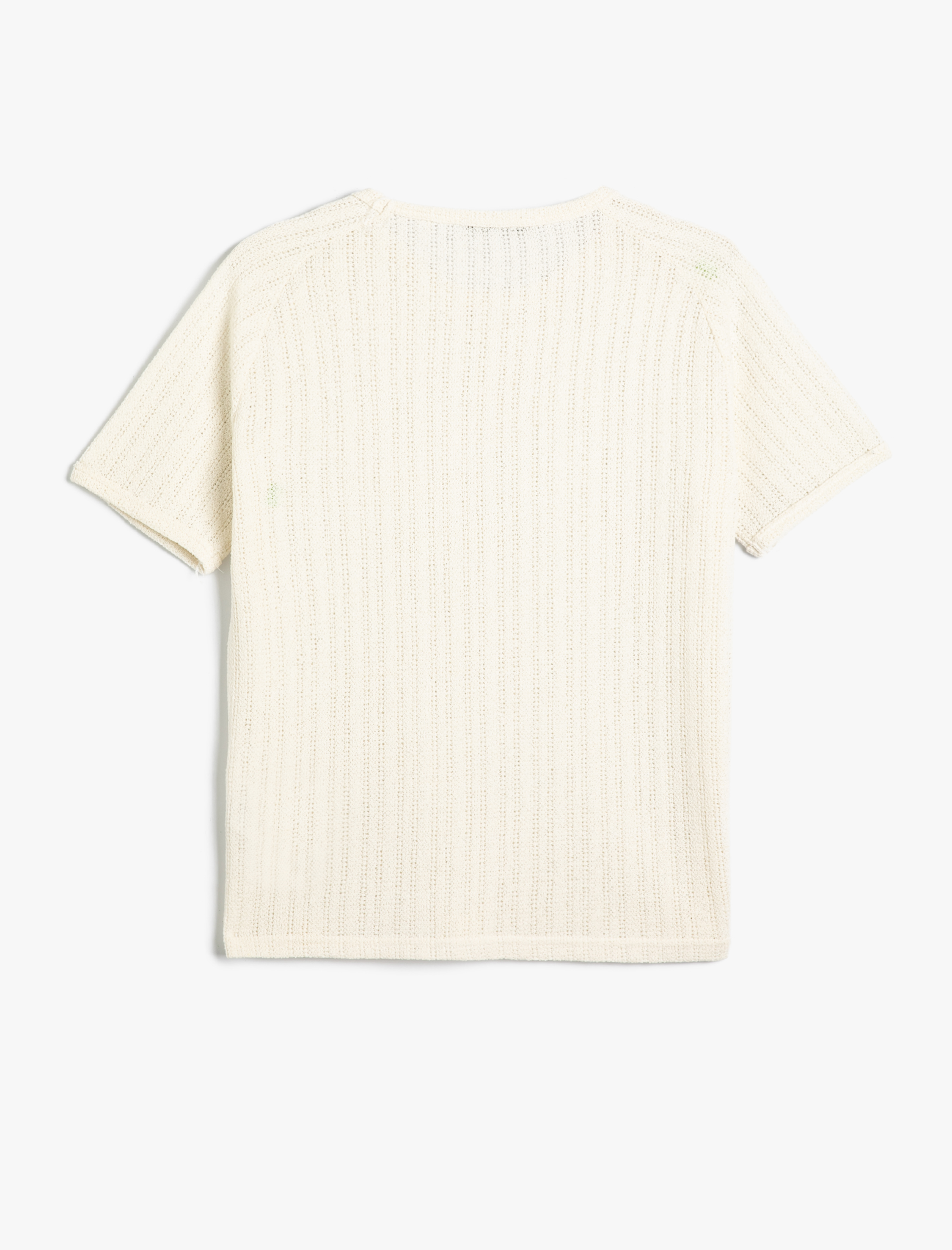   Ajurlu Tişört Bisiklet Yaka Kısa Kollu