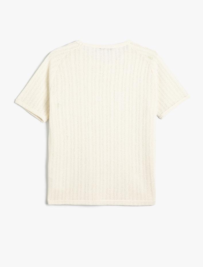  Ajurlu Tişört Bisiklet Yaka Kısa Kollu