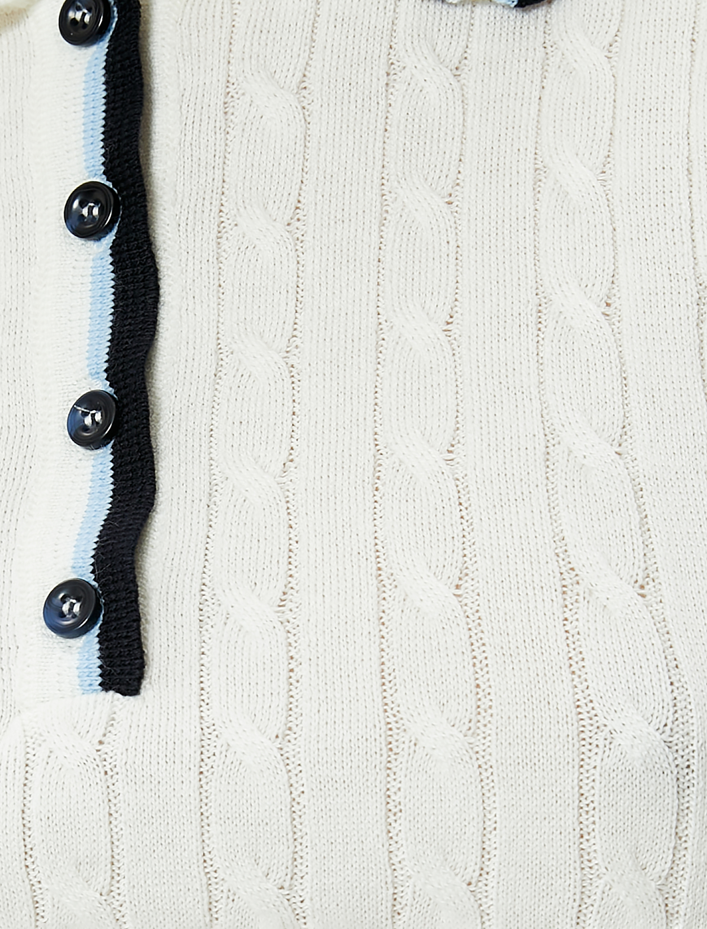   Polo Yaka Üst Triko Düğmeli Saç Örgüsü Dokulu