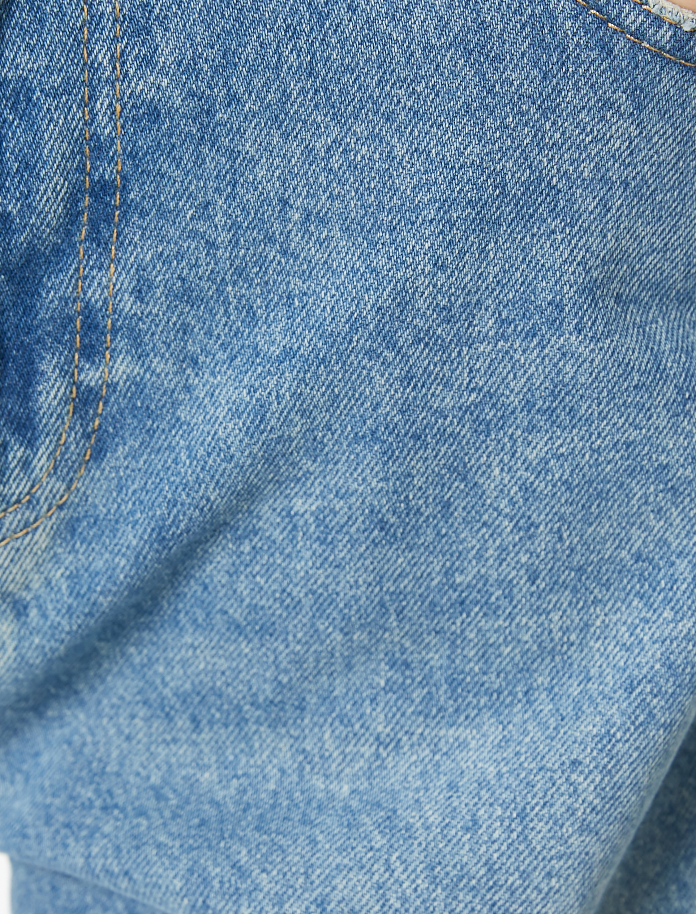   Mom Fit Kot Pantolon Standart Bel Cepli Pamuklu - Mom Jean