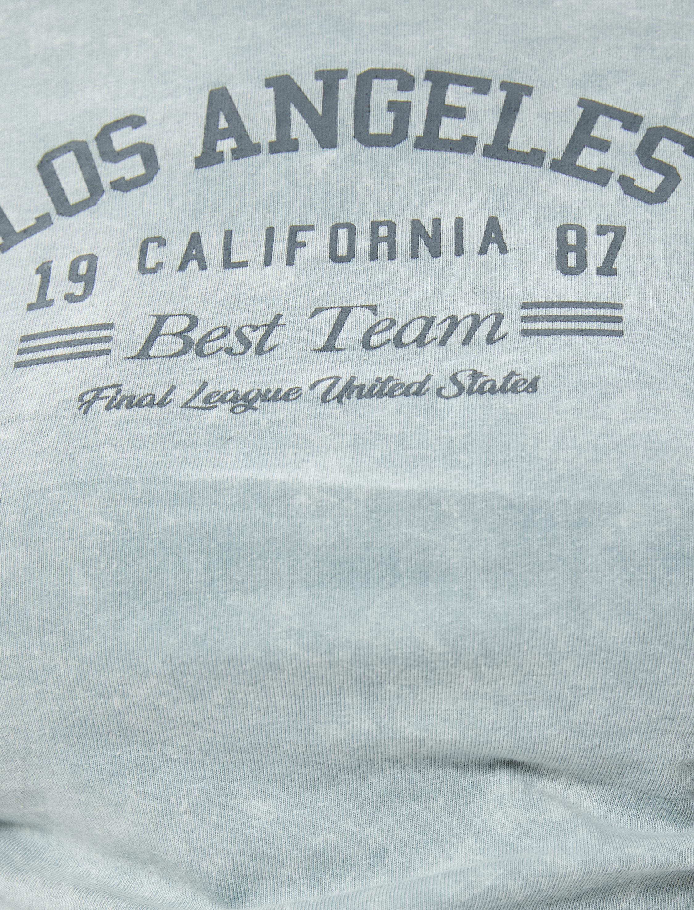   Crop Uzun Kollu Tişört Kolej Baskılı Drape Detaylı Pamuklu