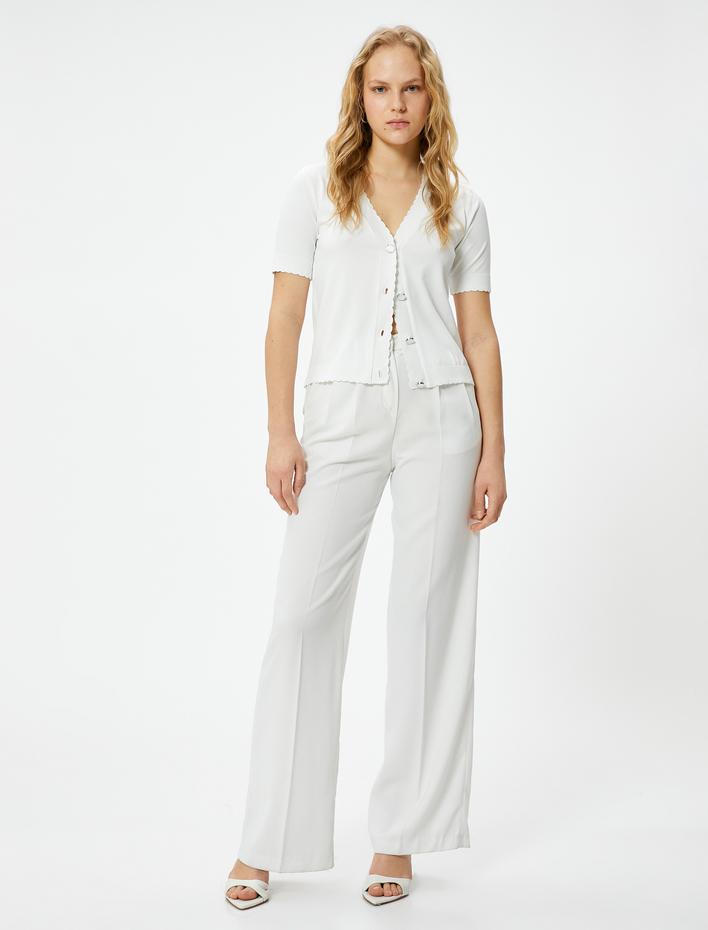  Triko Hırka V Yaka Kısa Kollu