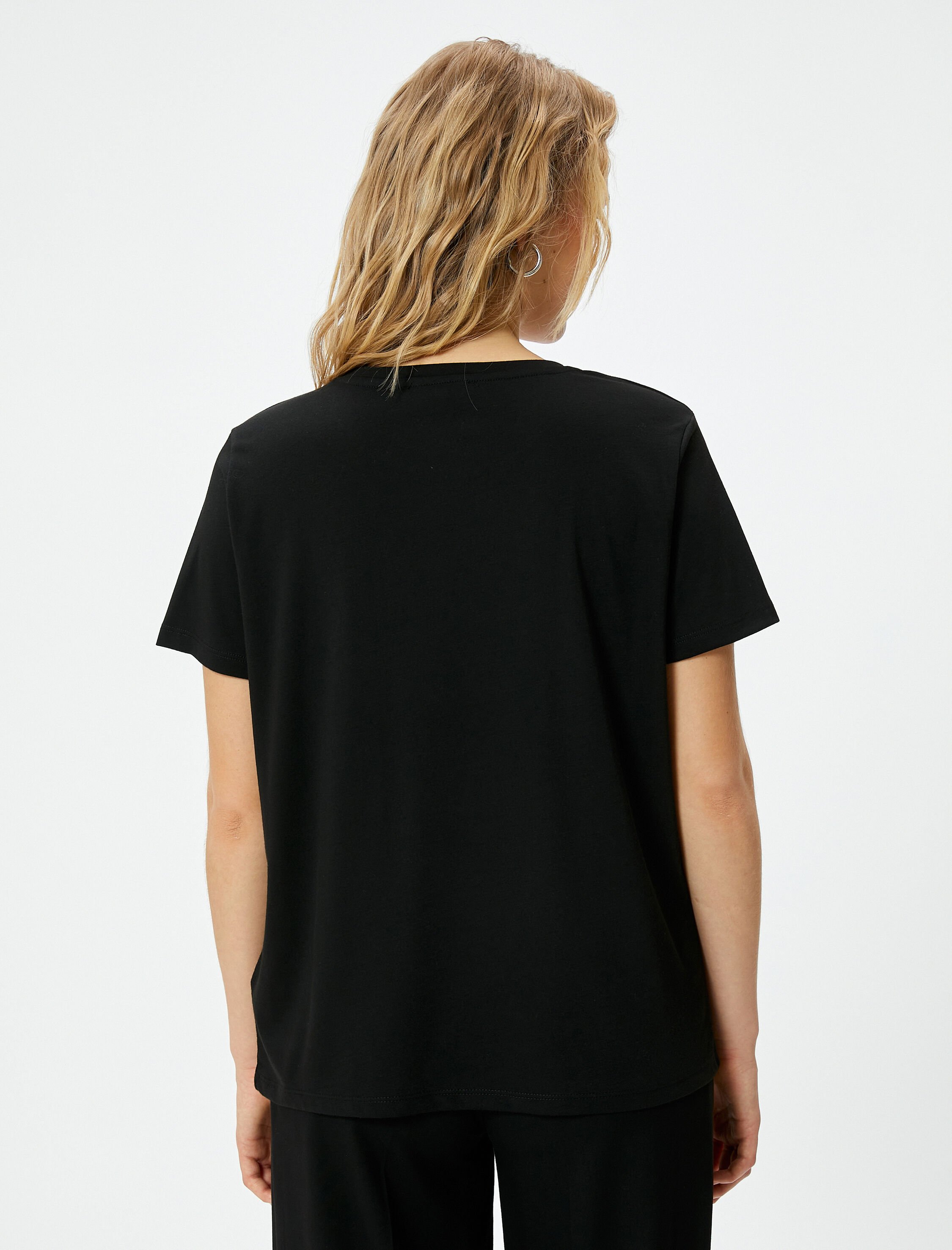   Slogan Baskılı Tişört Kısa Kollu Bisiklet Yaka Standart Kesim