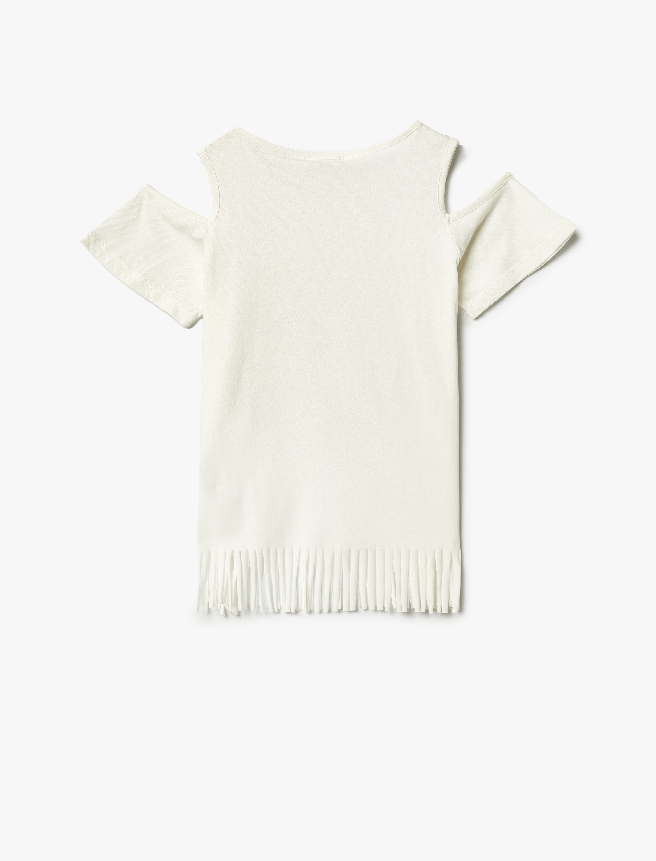  Kız Çocuk Tişört Anime Baskılı Püsküllü Kısa Kollu Pencere Detaylı Pamuklu