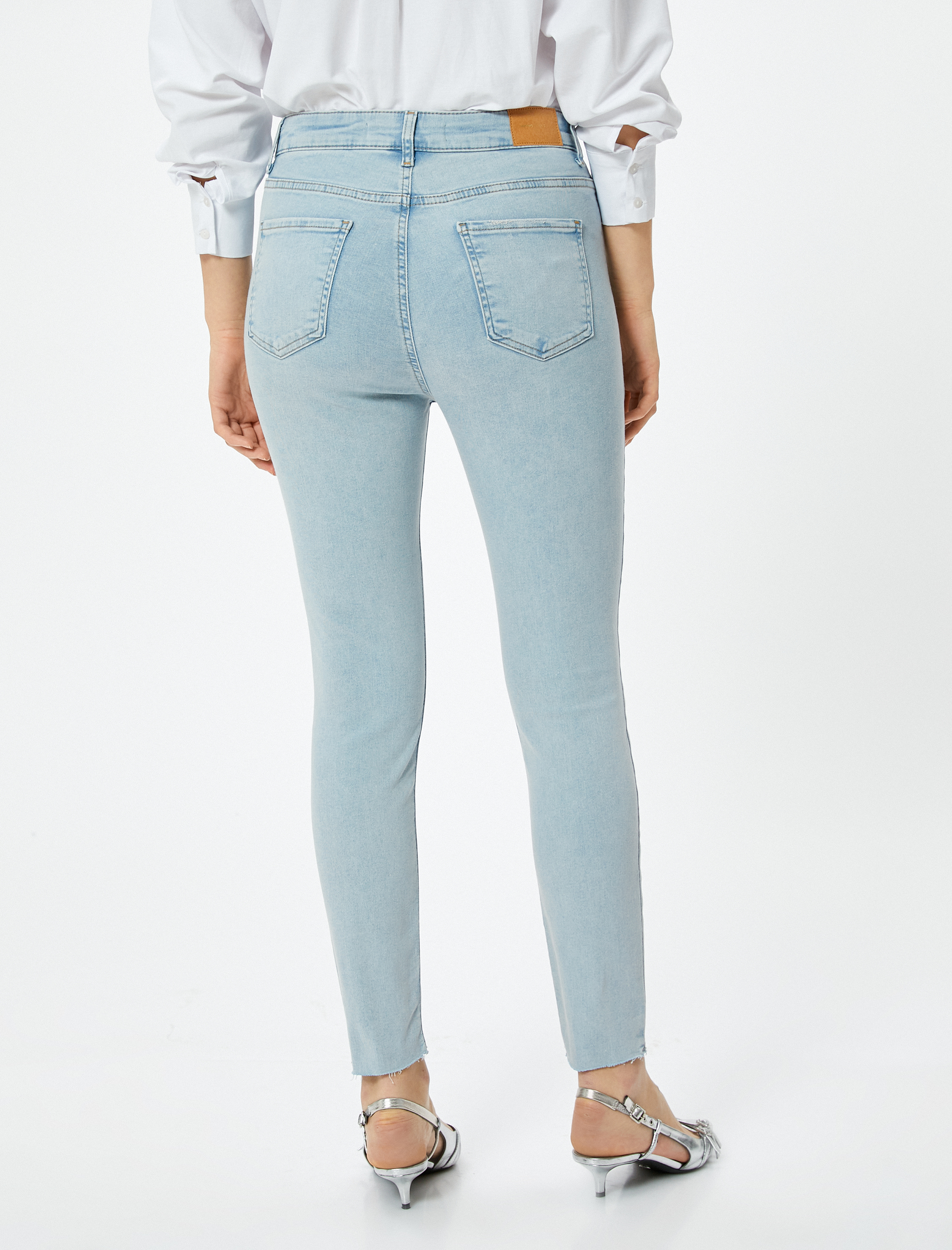   Dar Kesim Yüksek Bel Kot Pantolon Esnek Cepli Pamuklu - Carmen Skinny Jeans