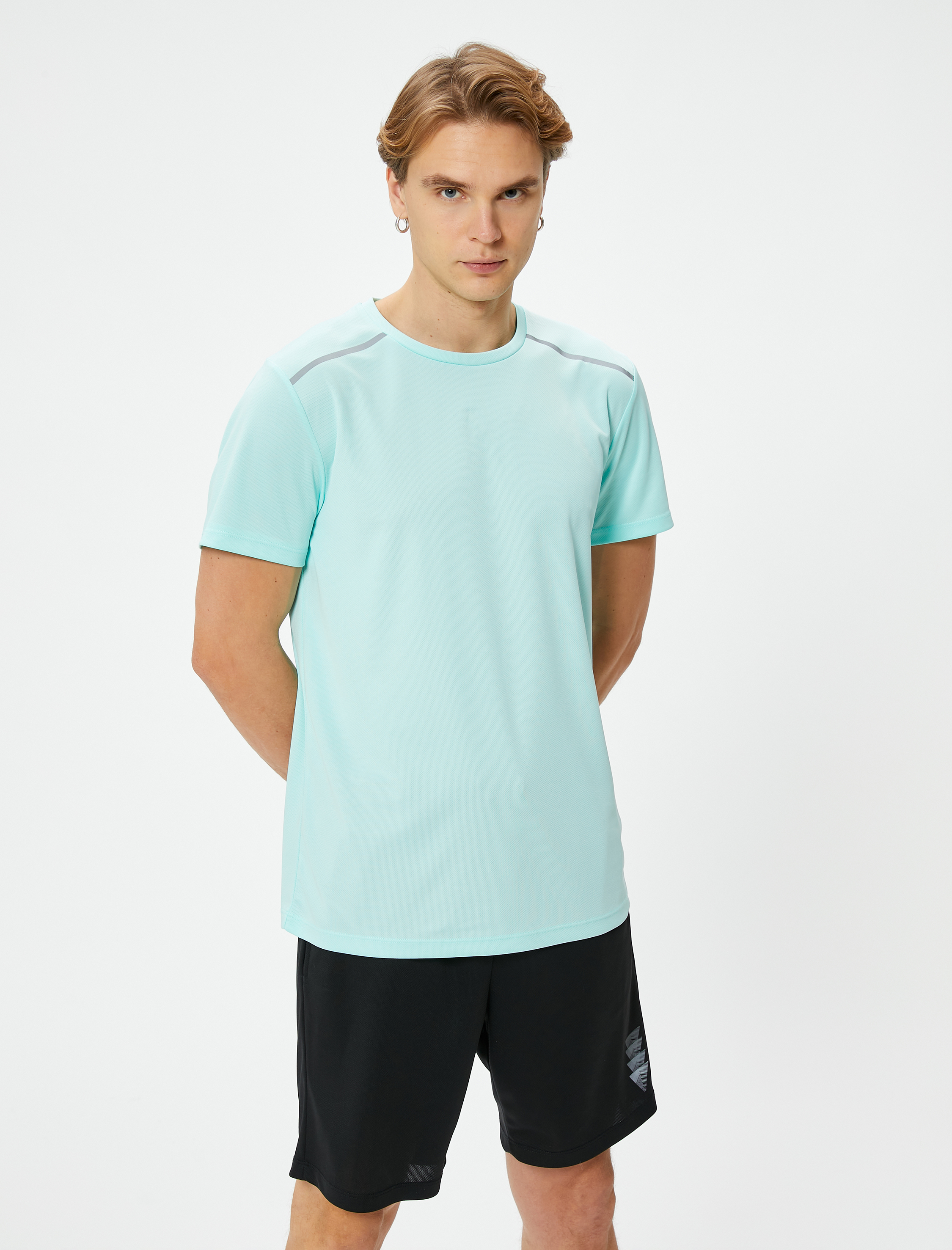   Spor Tişört Reflektör Baskılı Kısa Kollu Bisiklet Yaka