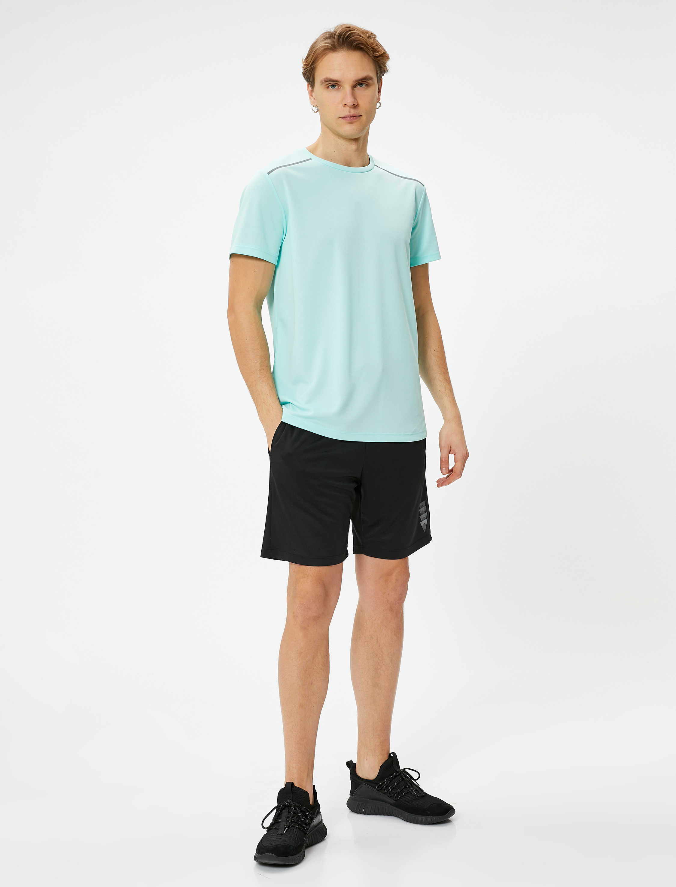   Spor Tişört Reflektör Baskılı Kısa Kollu Bisiklet Yaka