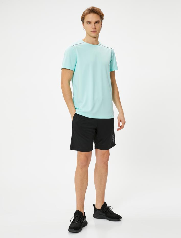  Spor Tişört Reflektör Baskılı Kısa Kollu Bisiklet Yaka