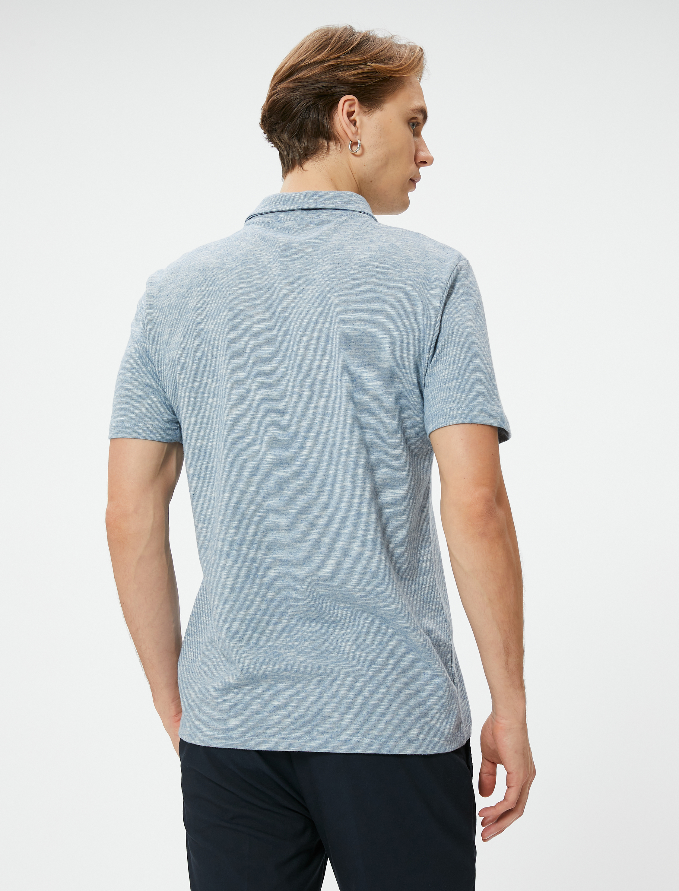   Polo Yaka Tişört Düğme Detaylı Kısa Kollu Kırçıllı