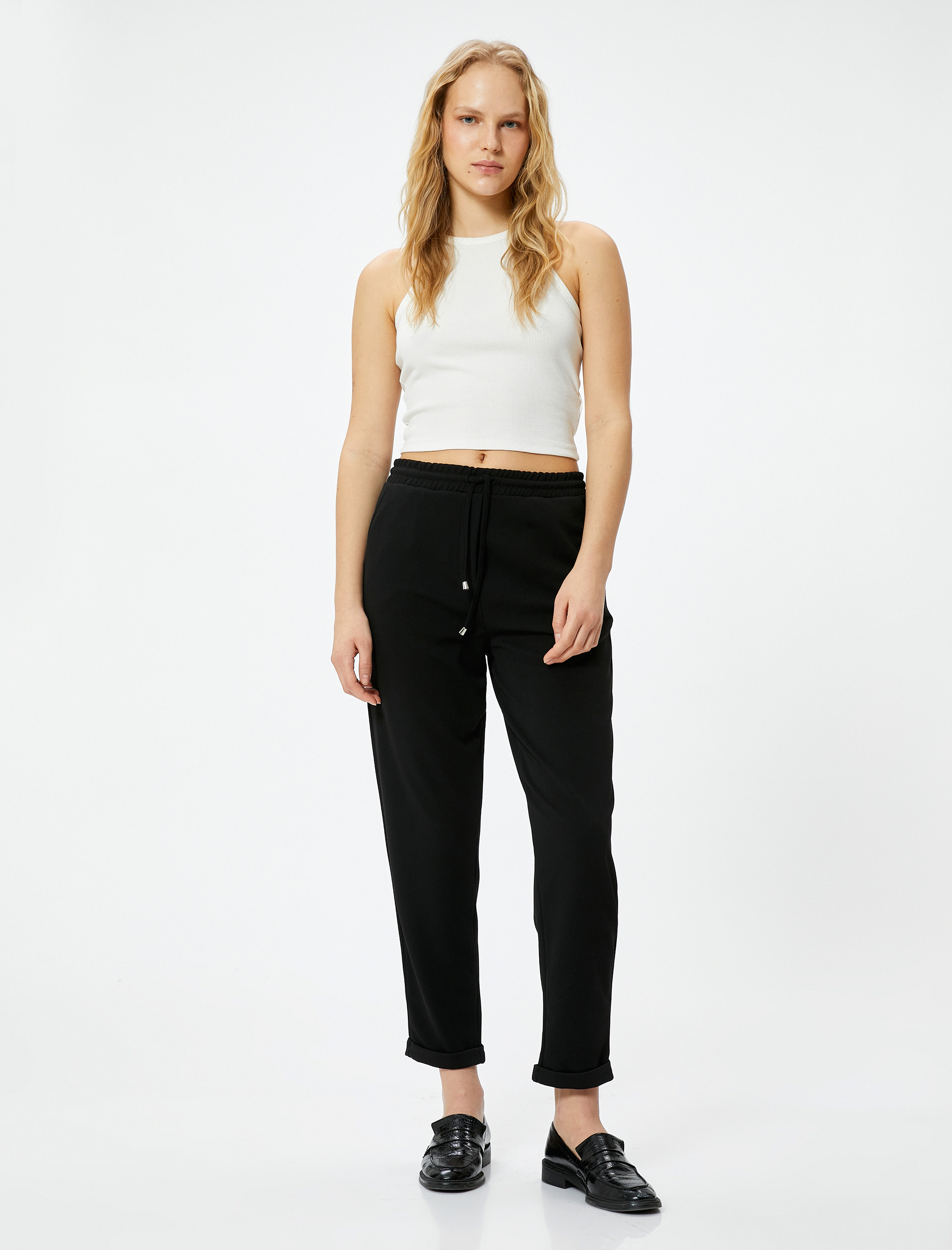   Havuç Pantolon Beli Bağcıklı Cep Detaylı