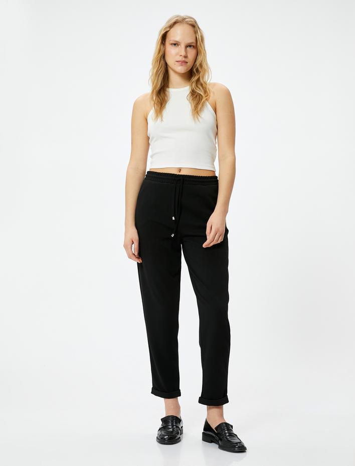  Havuç Pantolon Beli Bağcıklı Cep Detaylı