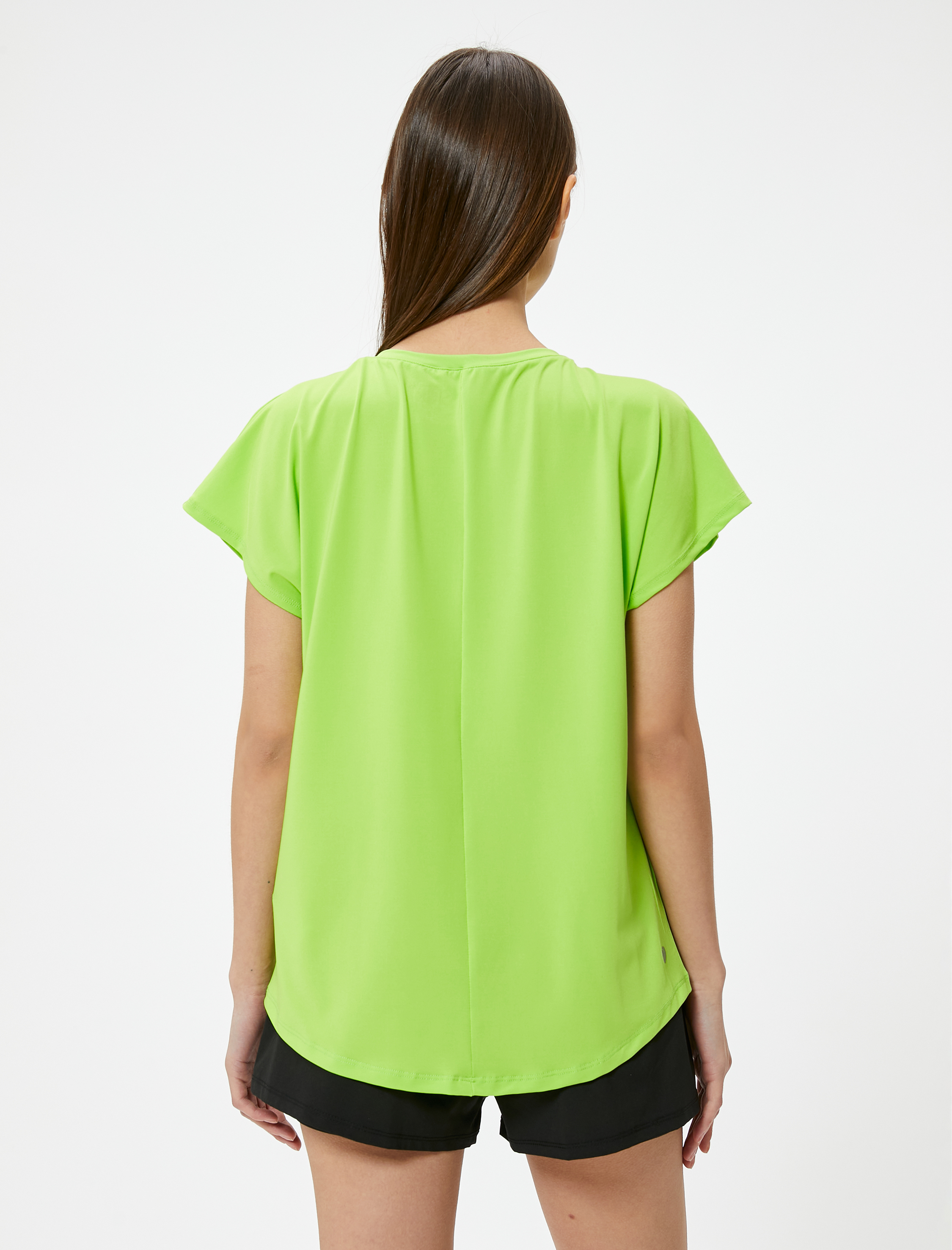 Basic Spor Tişört Rahat Kalıp Kısa Kollu Bisiklet Yaka