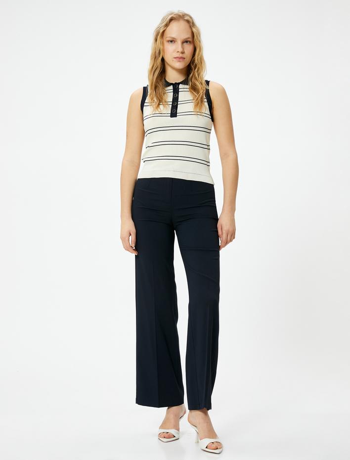  Polo Yaka Üst Triko Düğmeli Fitilli