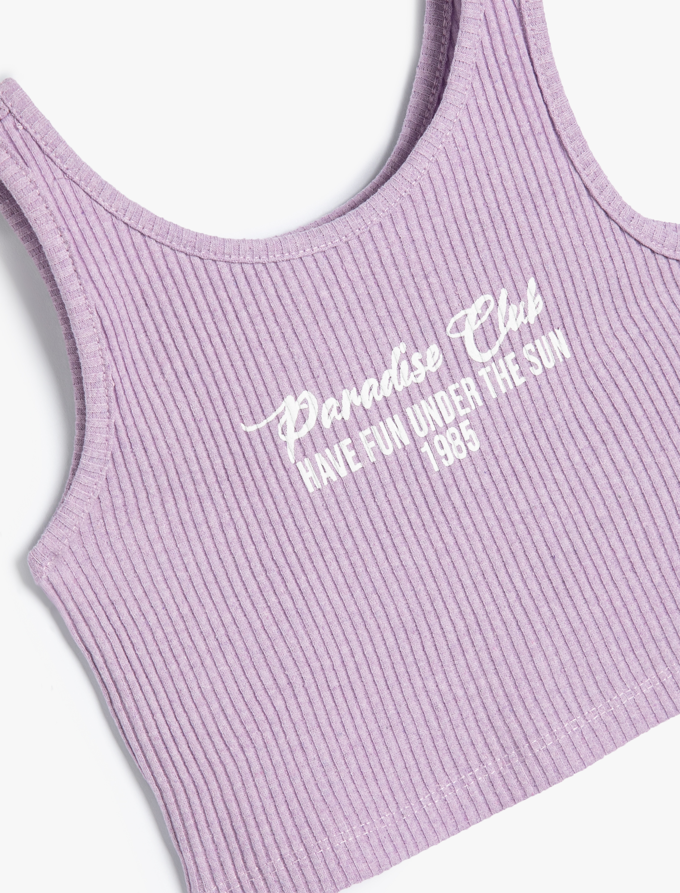  Kız Çocuk Atlet Slogan Baskılı Yuvarlak Yaka Askılı Ribanalı