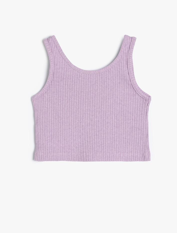 Kız Çocuk Atlet Slogan Baskılı Yuvarlak Yaka Askılı Ribanalı