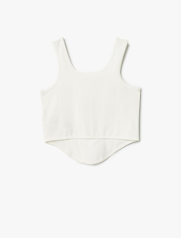 Kız Çocuk Crop Atlet Askılı Yuvarlak Yaka Ribanalı Pamuklu