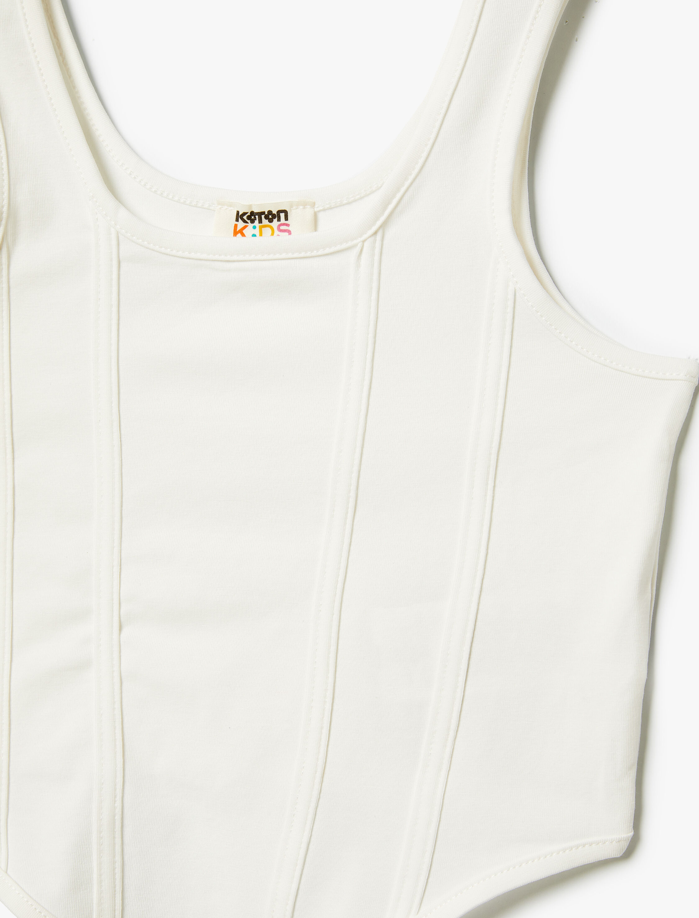  Kız Çocuk Crop Atlet Askılı Yuvarlak Yaka Ribanalı Pamuklu