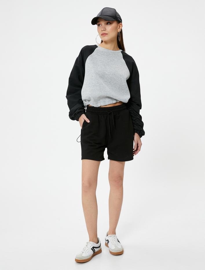  Basic Şort Beli Bağlamalı Cepli