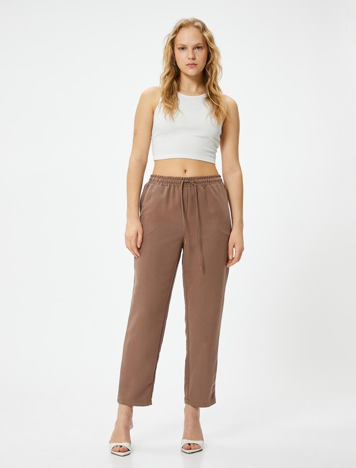  Havuç Pantolon Beli Bağcıklı Modal Karışımlı