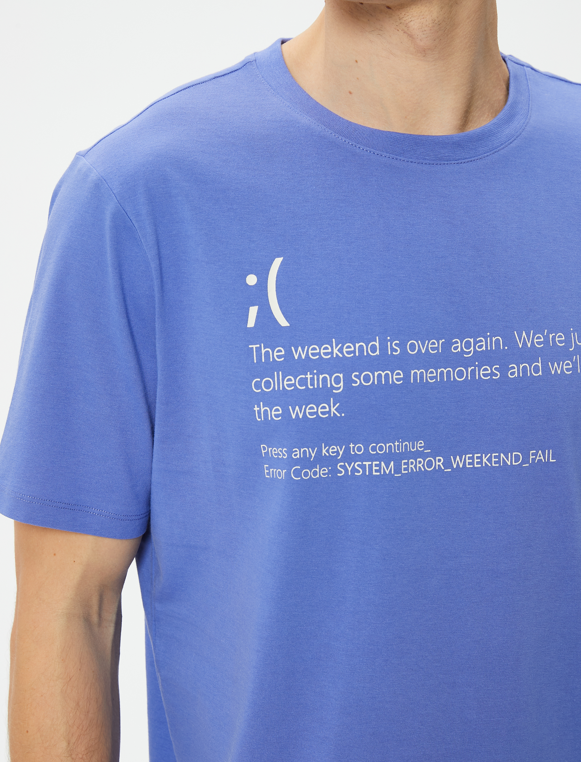   Slogan Baskılı Tişört Bisiklet Yaka Kısa Kollu Pamuklu