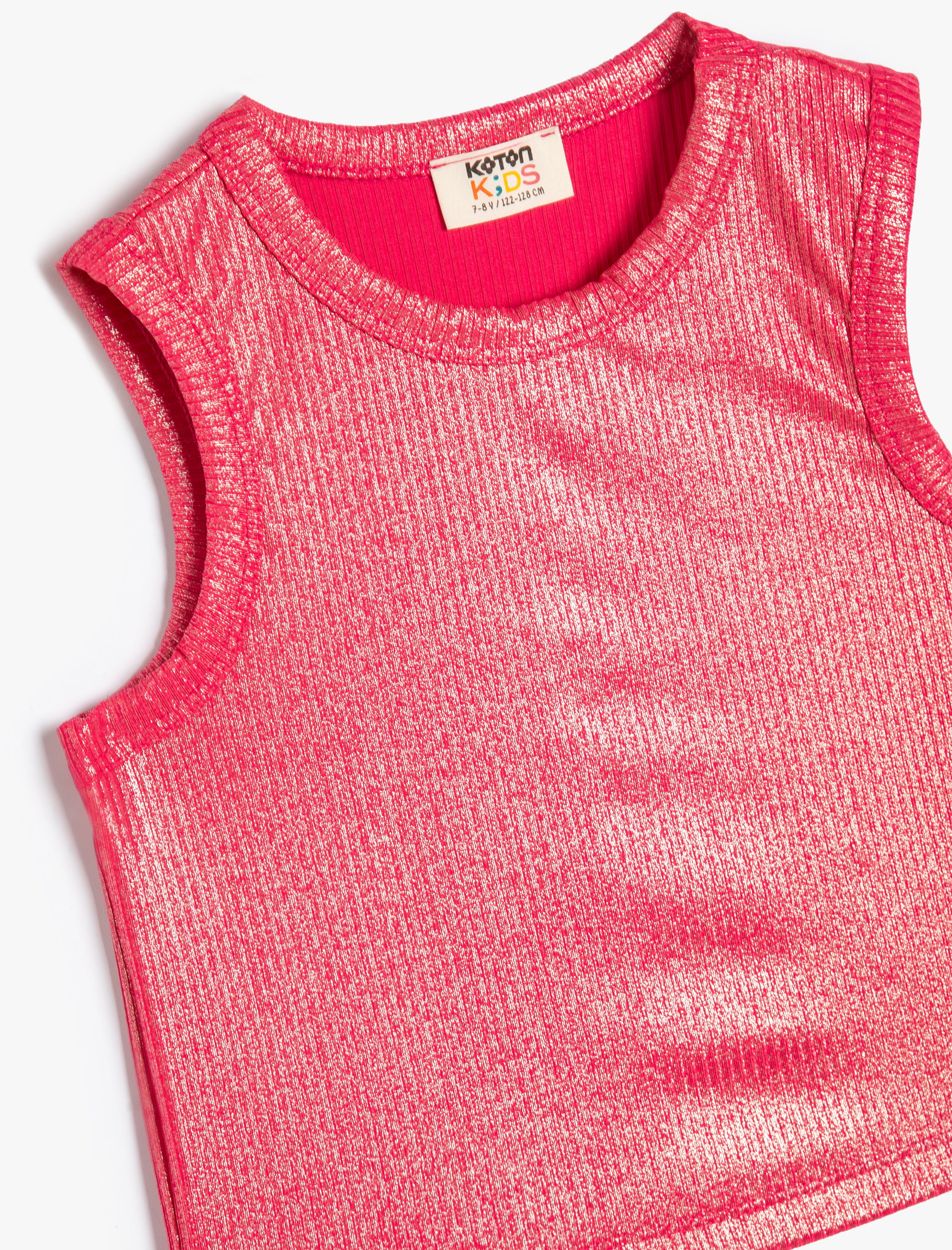  Kız Çocuk Atlet Parlak Kumaş Ribanalı Bisiklet Yaka