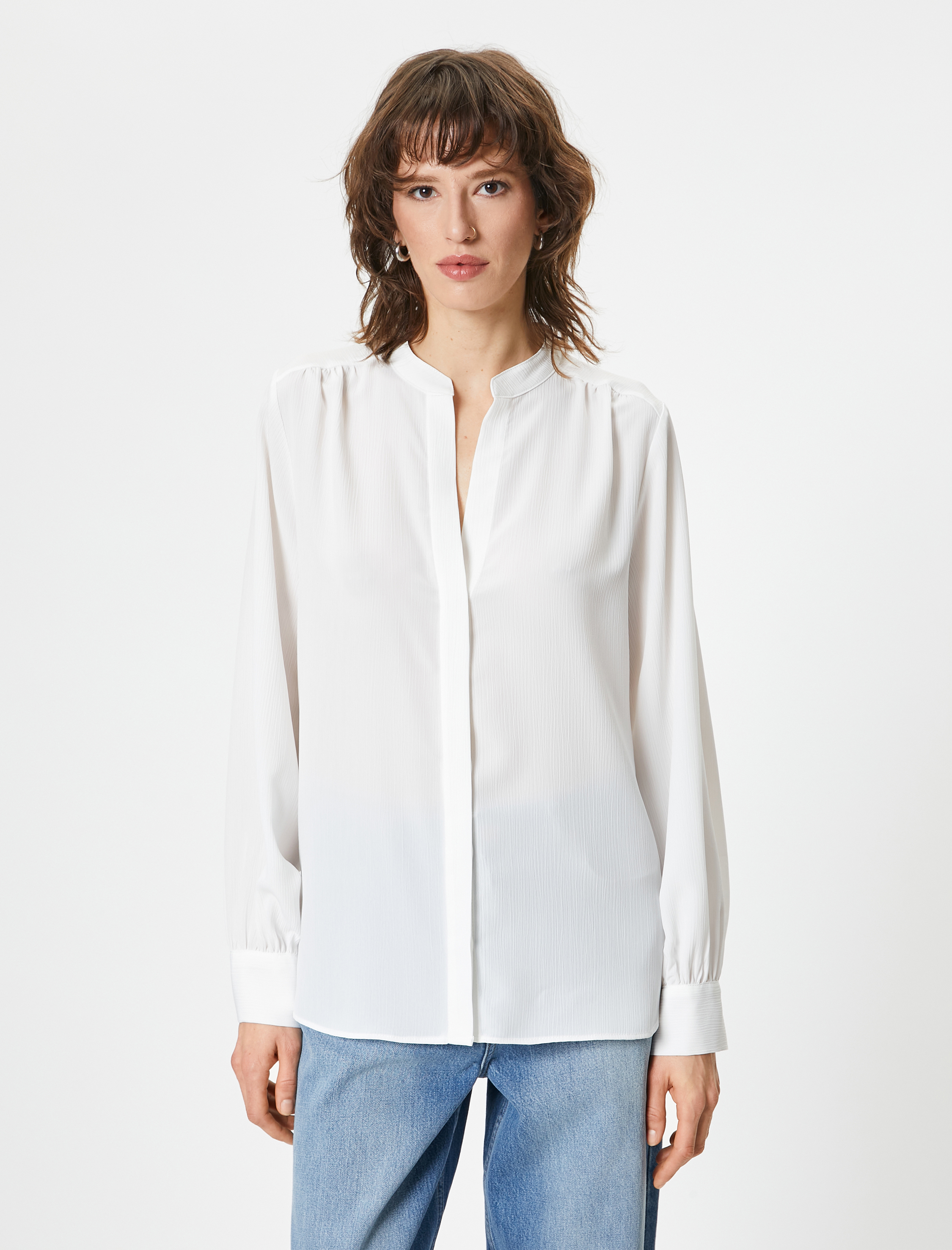   Balon Kollu Gömlek Hakim Yaka Düğmeli