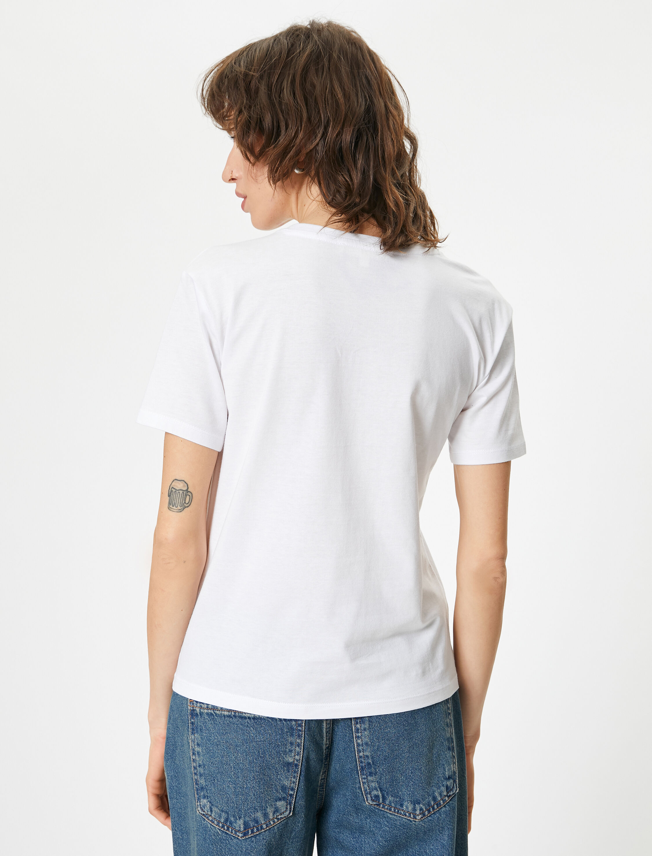   Leopar Baskılı Tişört Kısa Kollu Bisiklet Yaka Pamuklu