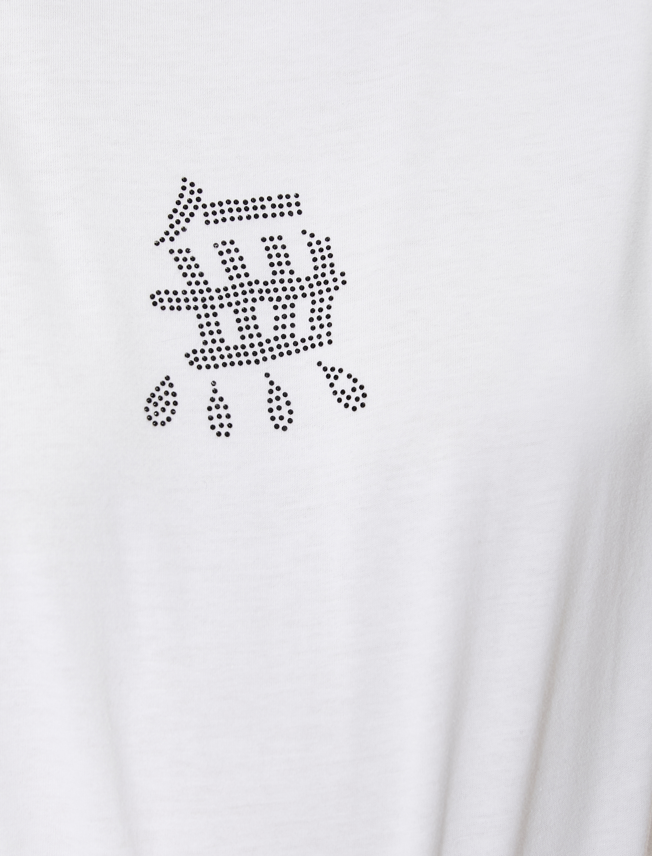   Taş Baskılı Tişört Kısa Kollu Bisiklet Yaka Pamuklu