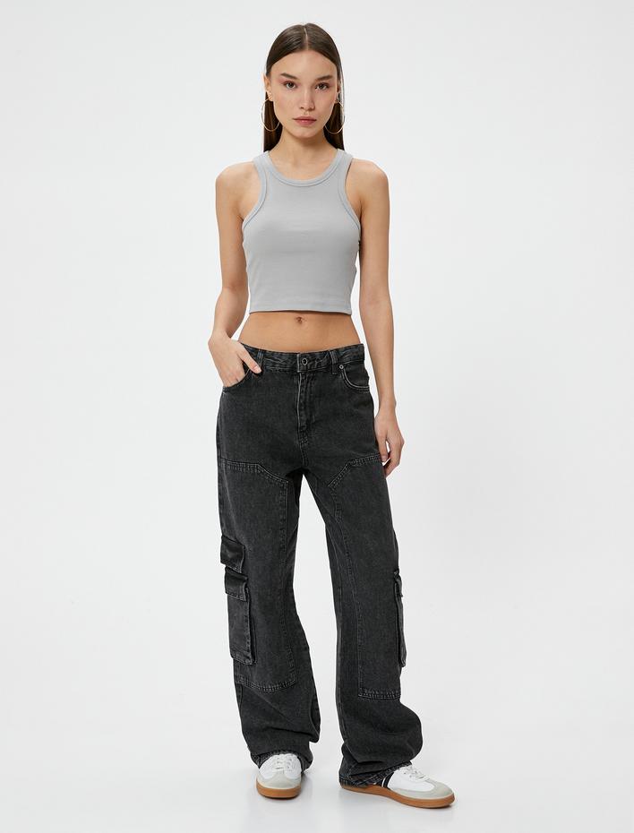  Halter Yaka Atlet Askılı Ribanalı Pamuklu