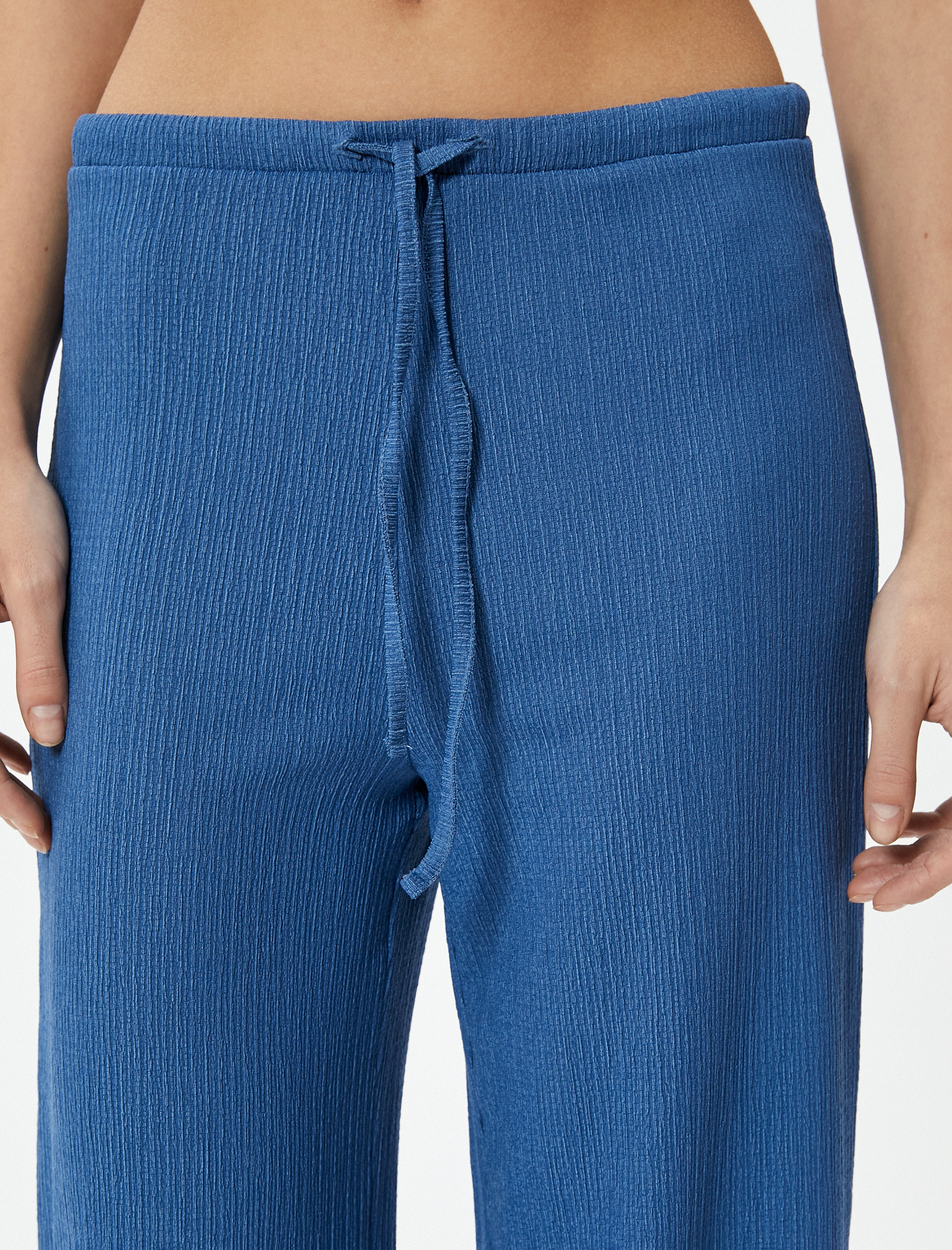   Bol Paça Pantolon Beli Bağlamalı Fitilli Bürümcük